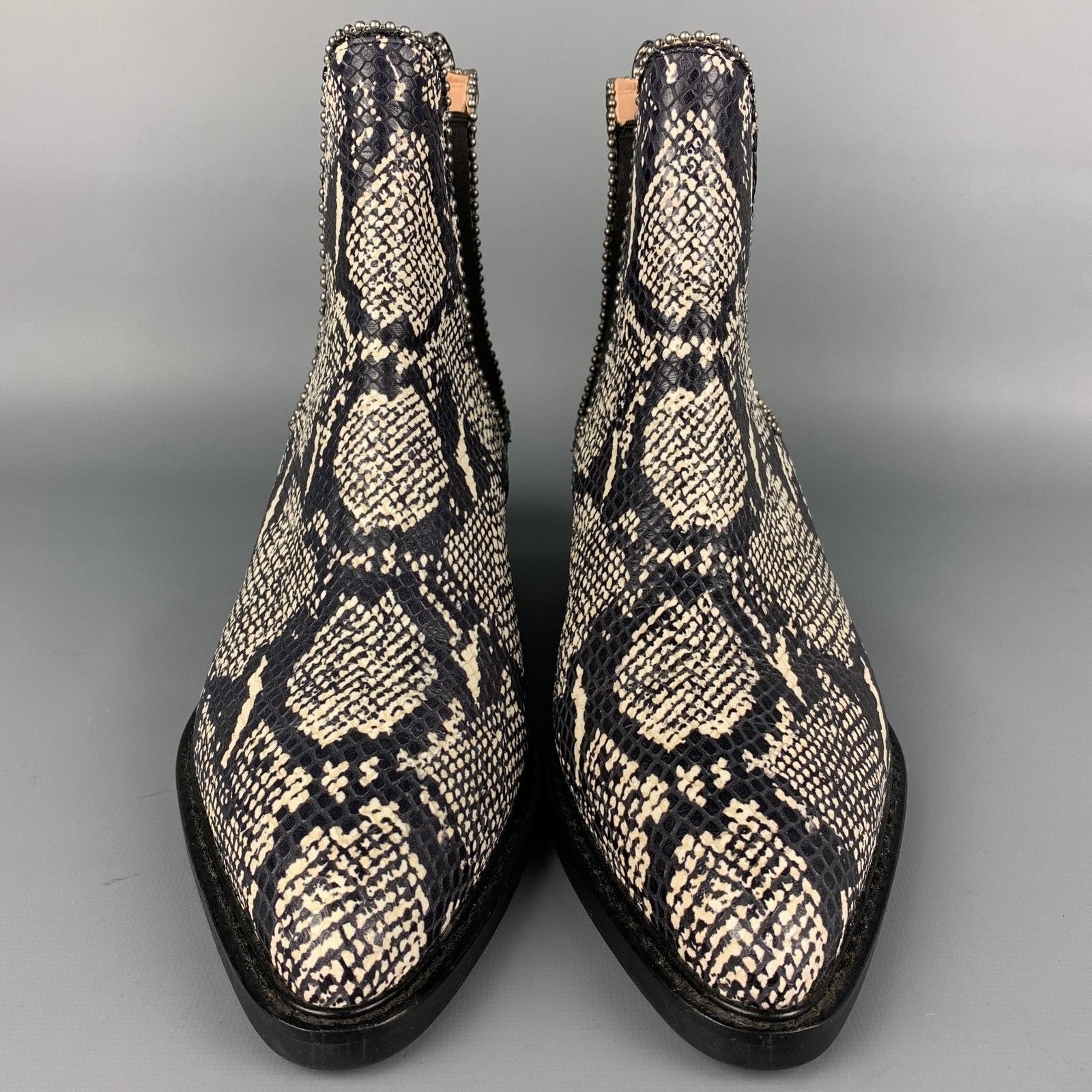 Coach COACH 11 Black & White Embossed Faux Snake Leather Boots Size US 11 / IT 41 - 4 Thumbnail