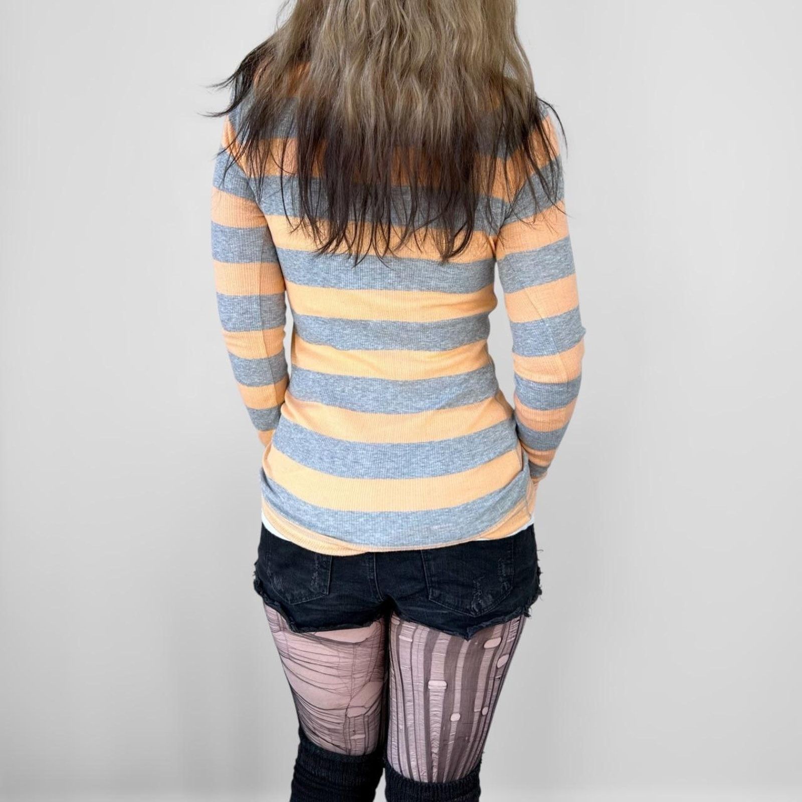 Victoria's Secret y2k orange striped long sleeve henley top Size S / US 4 / IT 40 - 3 Thumbnail