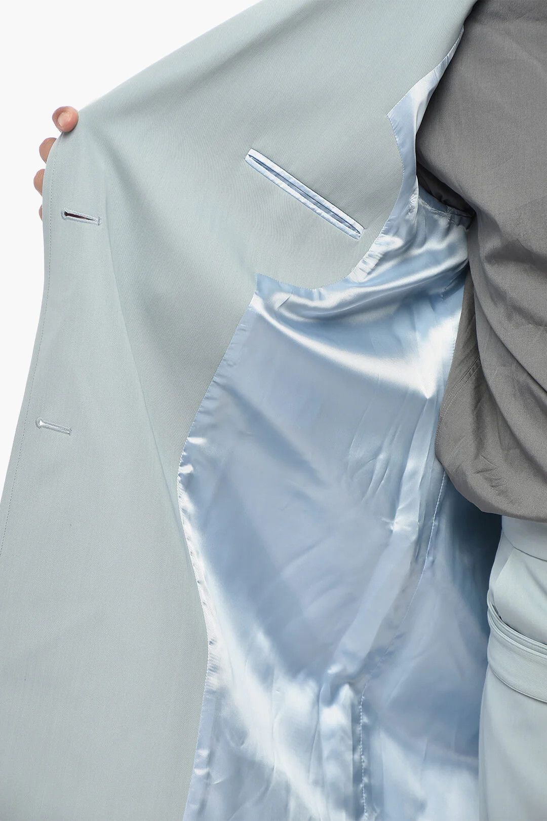 Off-White og1mm0426 Wool-Blend Double-Breasted Coat in Light Blue Size US M / EU 48-50 / 2 - 5 Thumbnail