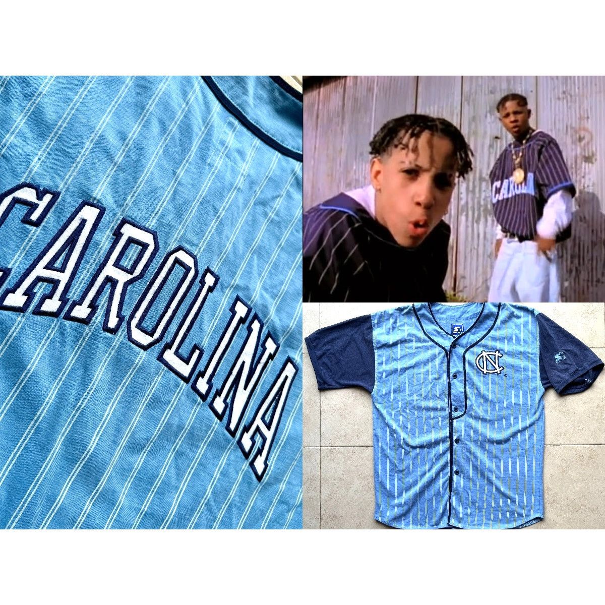 NCAA × Starter UNC Carolina Tar Heels 90s baseball Kris Kross jersey L vtg Size US L / EU 52-54 / 3 - 1 Thumbnail