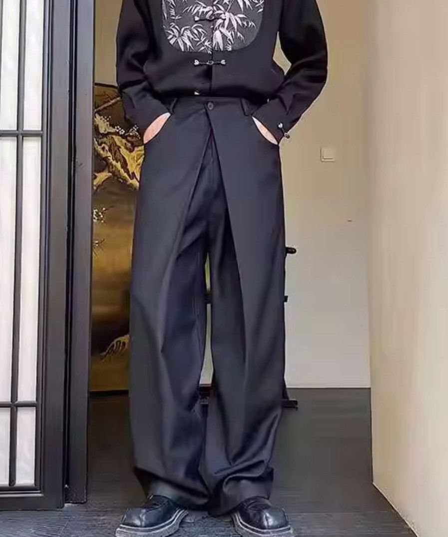 Japanese Brand Black High Waist Straight Wide Leg Pleated Pants / Trousers Size US 32 / EU 48 - 1 Thumbnail
