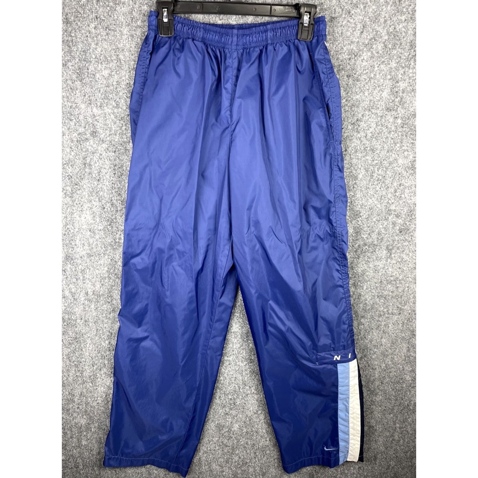 Nike Vintage Nike Track Pants Mens Small Blue Straight Leg Zip Cuff Baggy Windbreaker Size US 29 - 2 Thumbnail