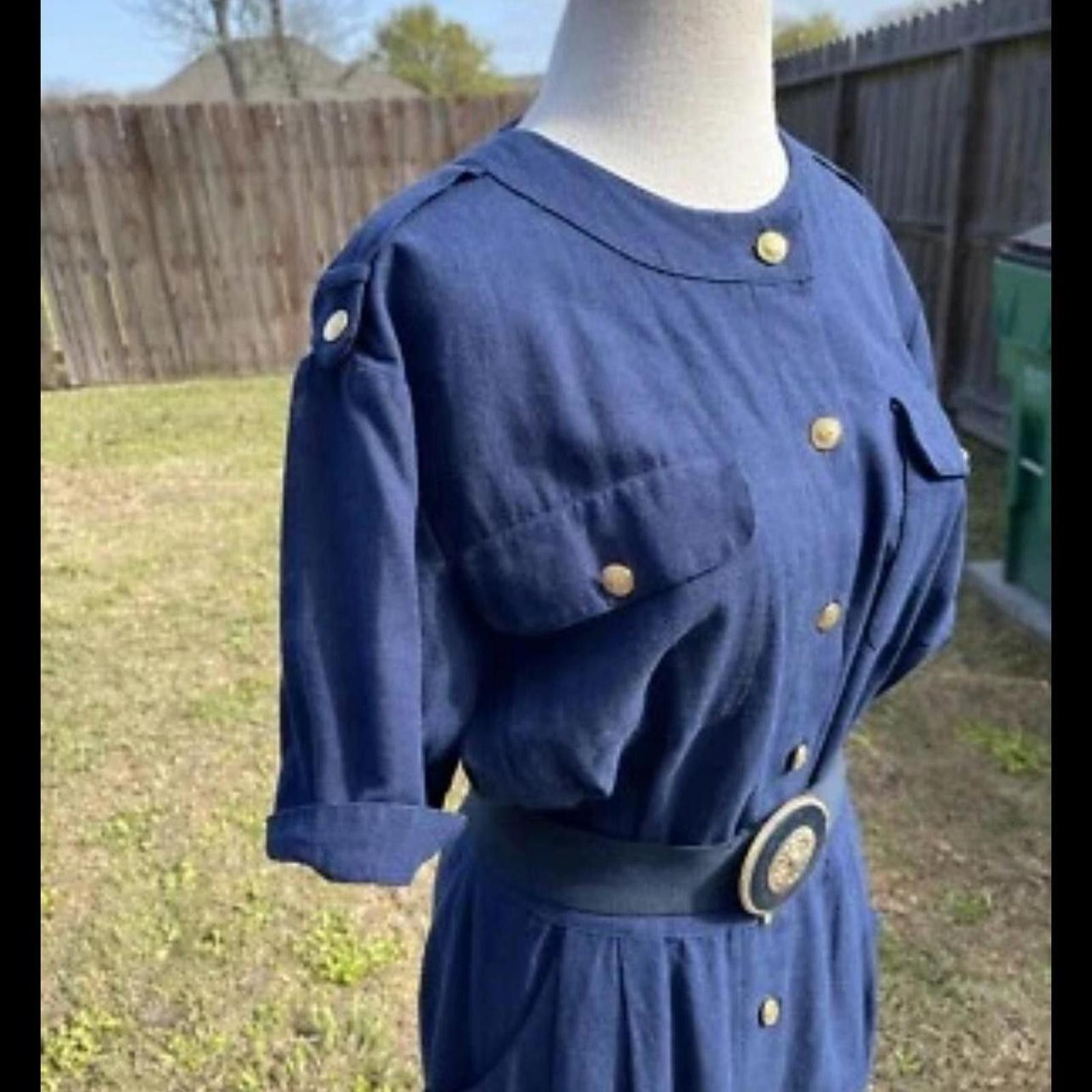 Other Blue vintage military style dress military Size L / US 10 / IT 46 - 4 Thumbnail