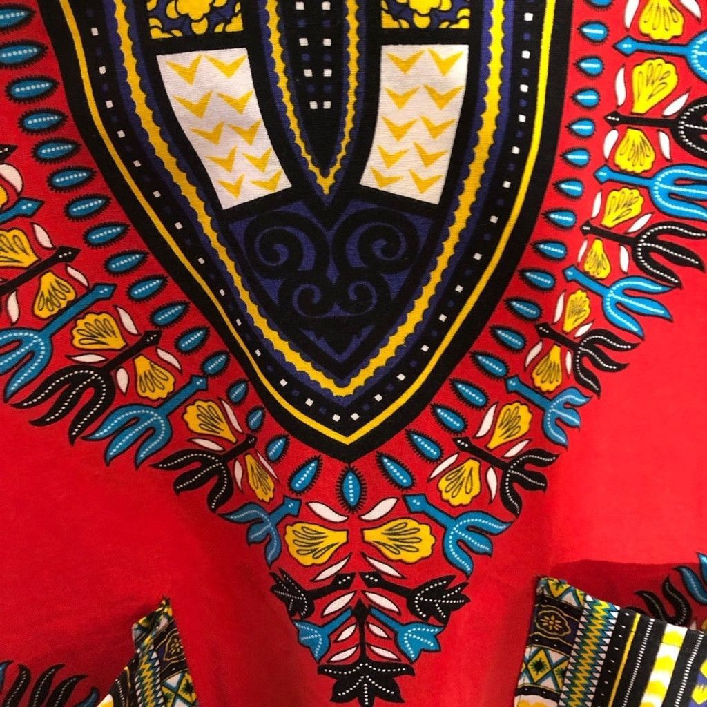 Vintage 70s hippie batik paisley red black green cotton tunic sz L Size US L / EU 52-54 / 3 - 9 Thumbnail