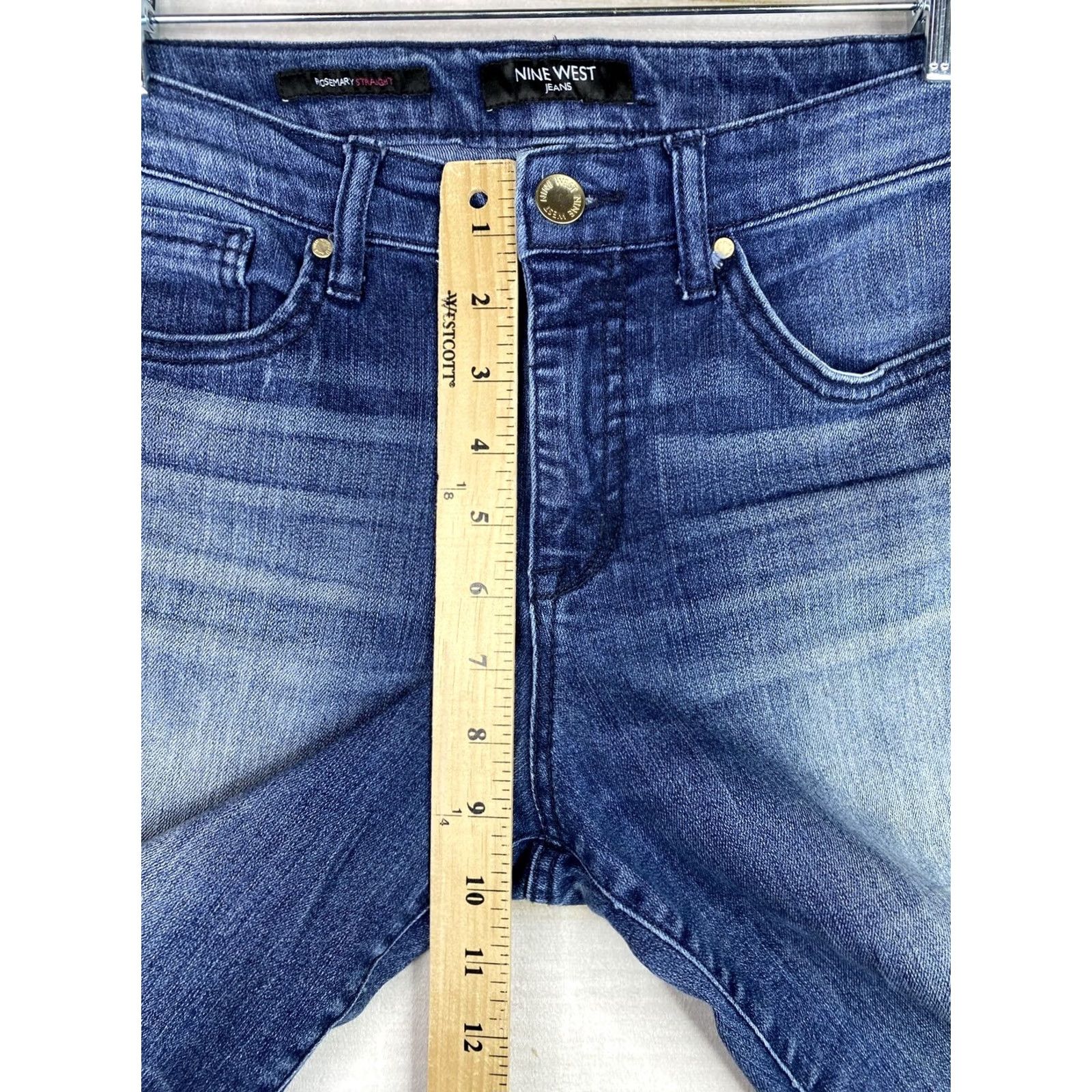 Nine West Nine West Jeans Womens 8 Straight Dark Wash Denim Stretch Studded 5-Pocket Regular Blue Mens Womens Boys Girls Size 30" / US 8 / IT 44 - 7 Thumbnail