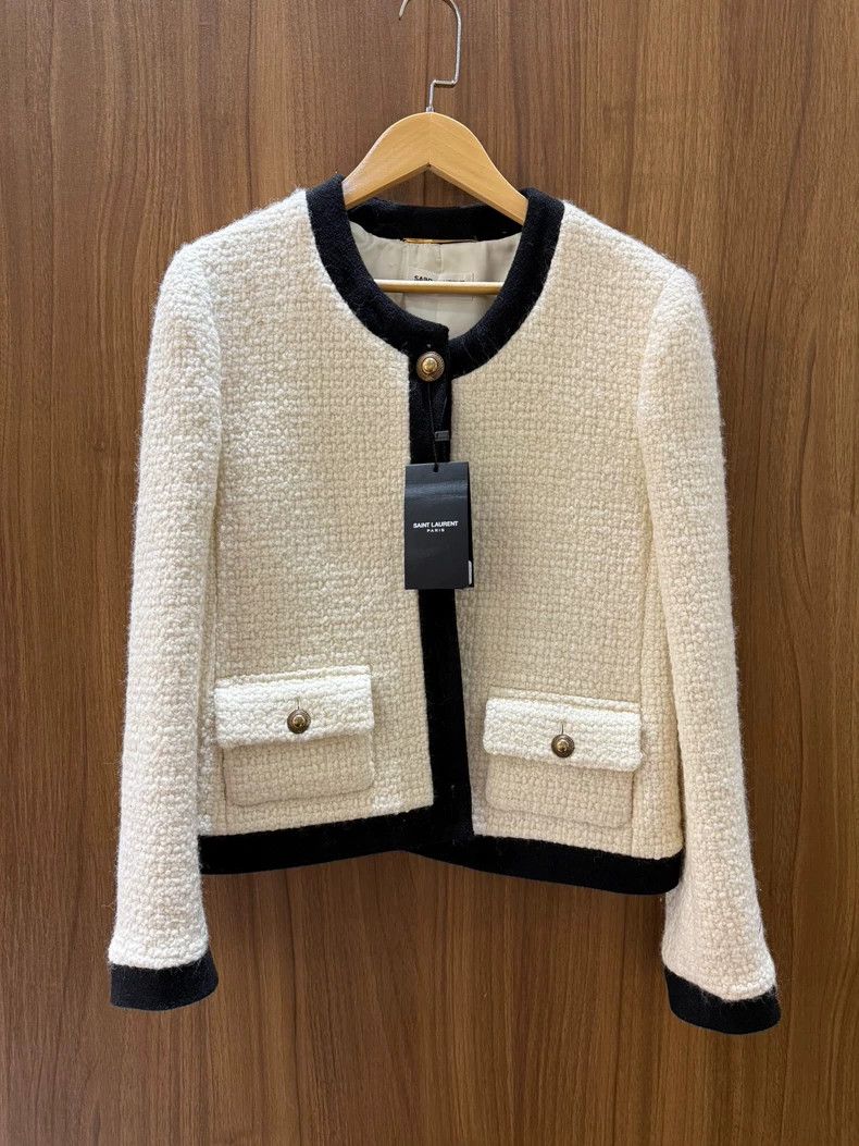 Saint Laurent Paris Saint Laurent Contrast Trim Tweed Jacket Size US M / EU 48-50 / 2 - 1 Thumbnail