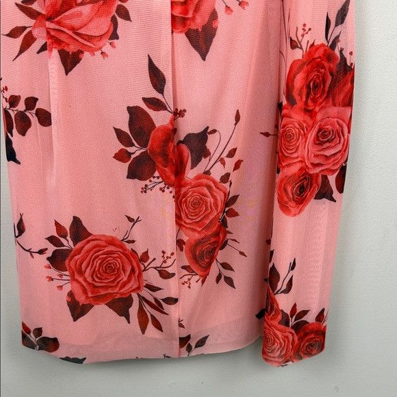Guizio GUIZIO Floral Mesh Bodycon Minidress Floral Lace Trim dress Size L / US 10 / IT 46 - 8 Thumbnail