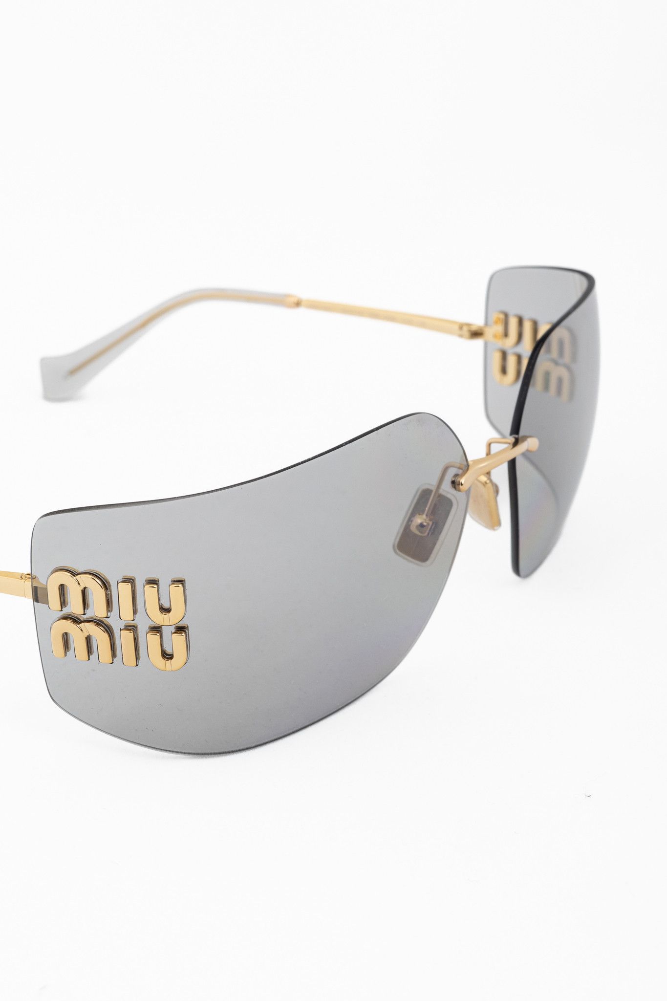 Miu Miu Miu Miu Aube Light Grey & Gold-Tone Sunglasses Size ONE SIZE - 5 Thumbnail