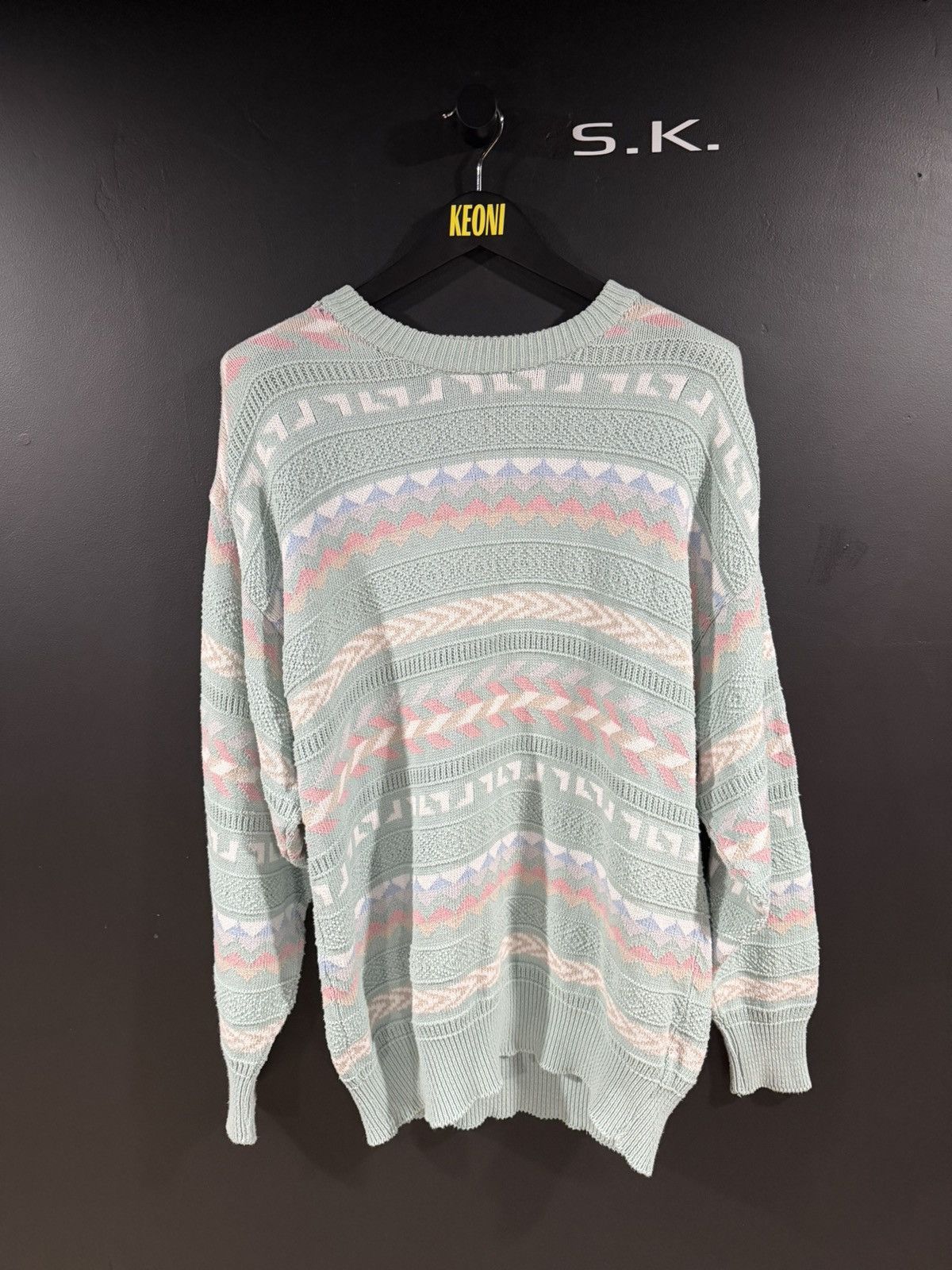 Van Heusen 1980s Vintage Van Heusen Pastel Knit Grunge Dad Sweater XL Size US XL / EU 56 / 4 - 1 Thumbnail