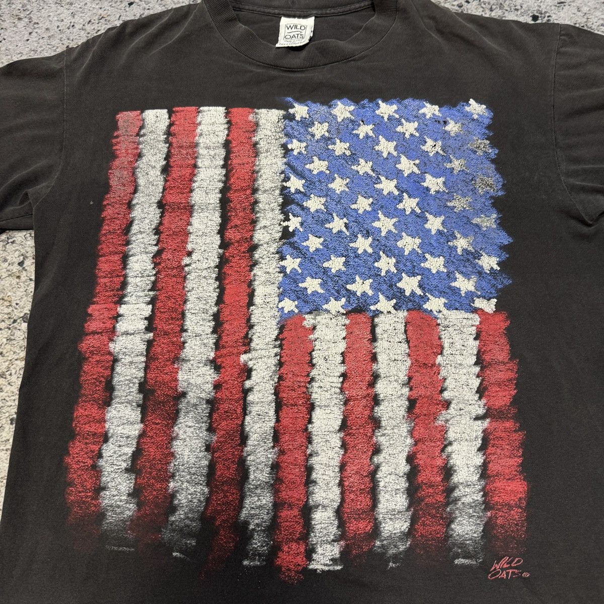 Vintage 90s Faded Thrashed American Flag Tee ERD Grunge Biker Size US L / EU 52-54 / 3 - 7 Thumbnail