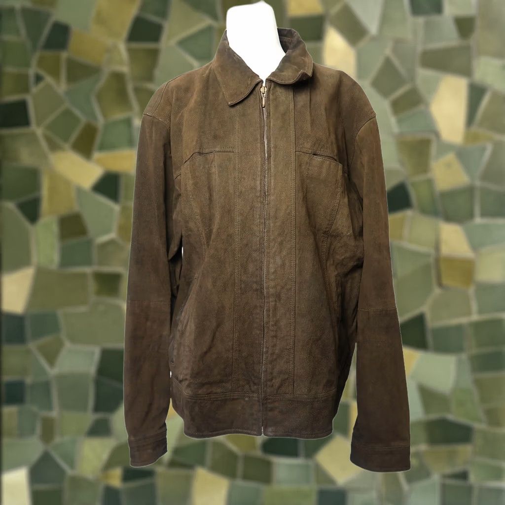 Olive VINTAGE Penman's bomber jacket L Green suede leather zip front Mens 1990s Size US L / EU 52-54 / 3 - 1 Thumbnail