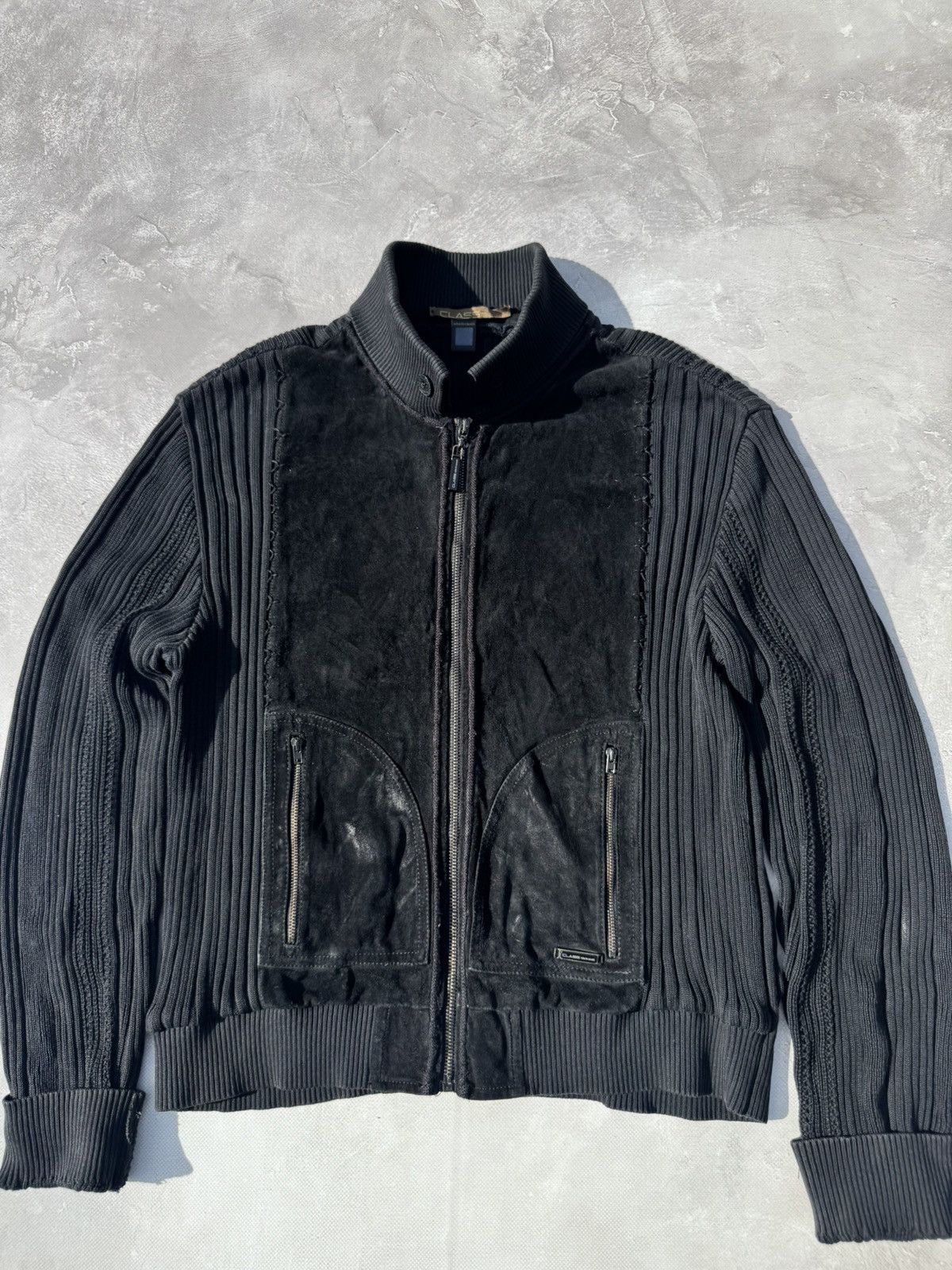 Roberto Cavalli Roberto Cavalli Class Knit&Leather Zip Sweater Jacket Size US L / EU 52-54 / 3 - 5 Thumbnail