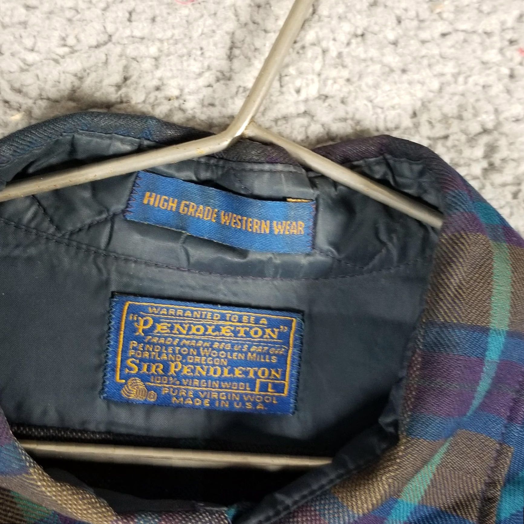 Pendleton VINTAGE Pendleton Western Shirt Men Large Woven Wool Plaid 70s Cowgirl Americana Blue Size US L / EU 52-54 / 3 - 3 Thumbnail