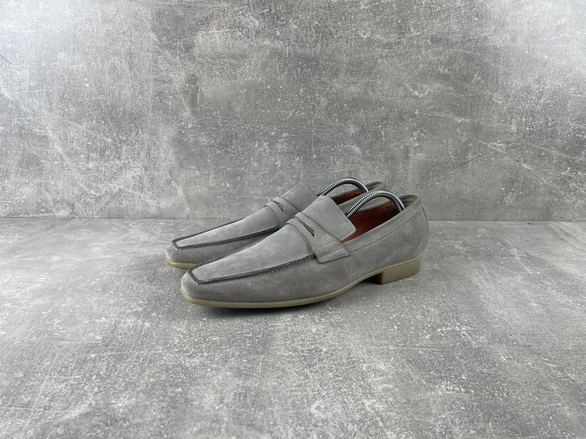 Santoni Goodyear Penny Loafers Dress Shoes Slip On 7.5 US Gray Suede Italy Work Santoni Santoni Penny Loafers Gray Suede Slip-On Shoes Italy  main image 2