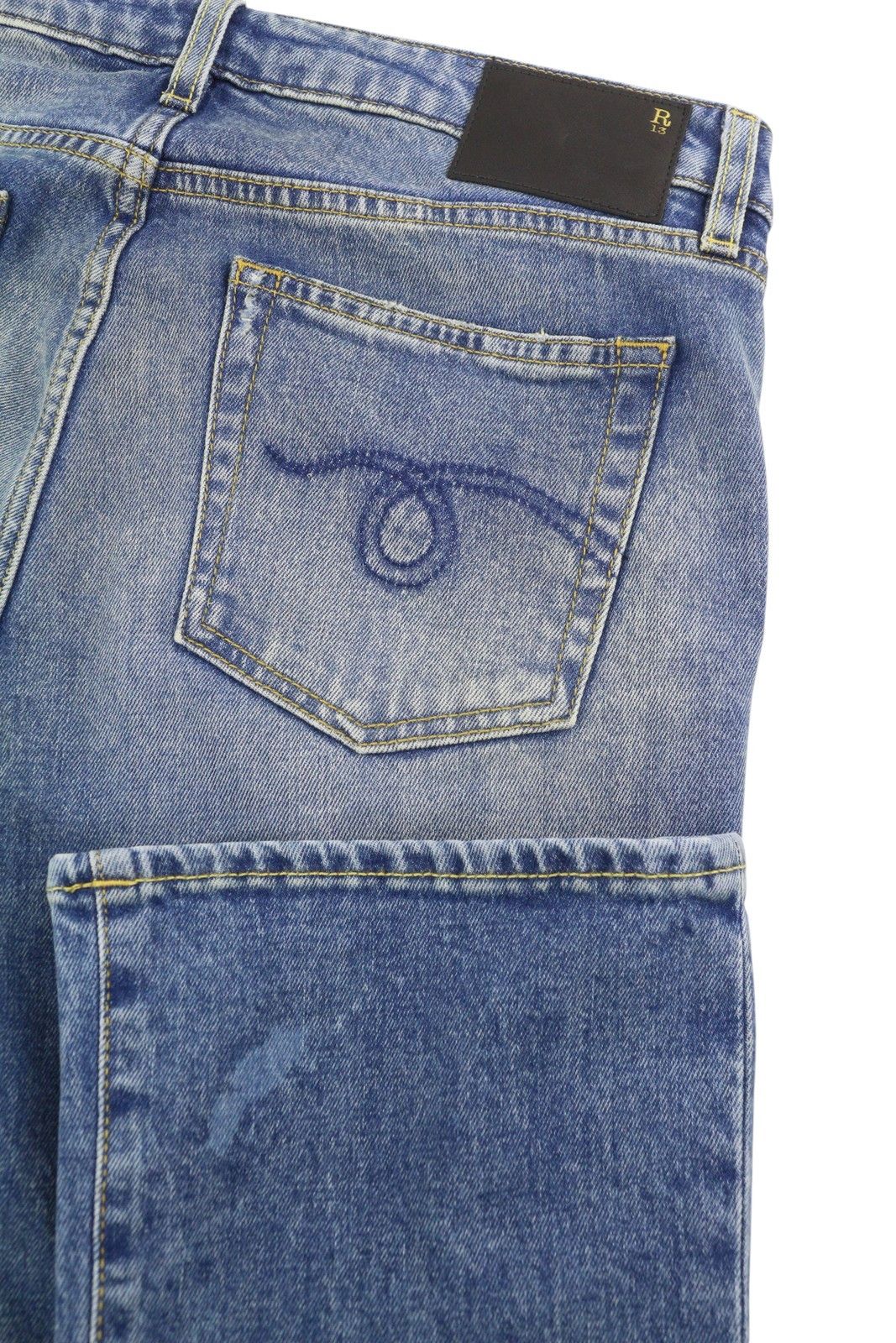 R13 KICK FIT 29 Jasper Stretch Cropped Faded Blue PS26 89078 Size 29" - 7 Thumbnail