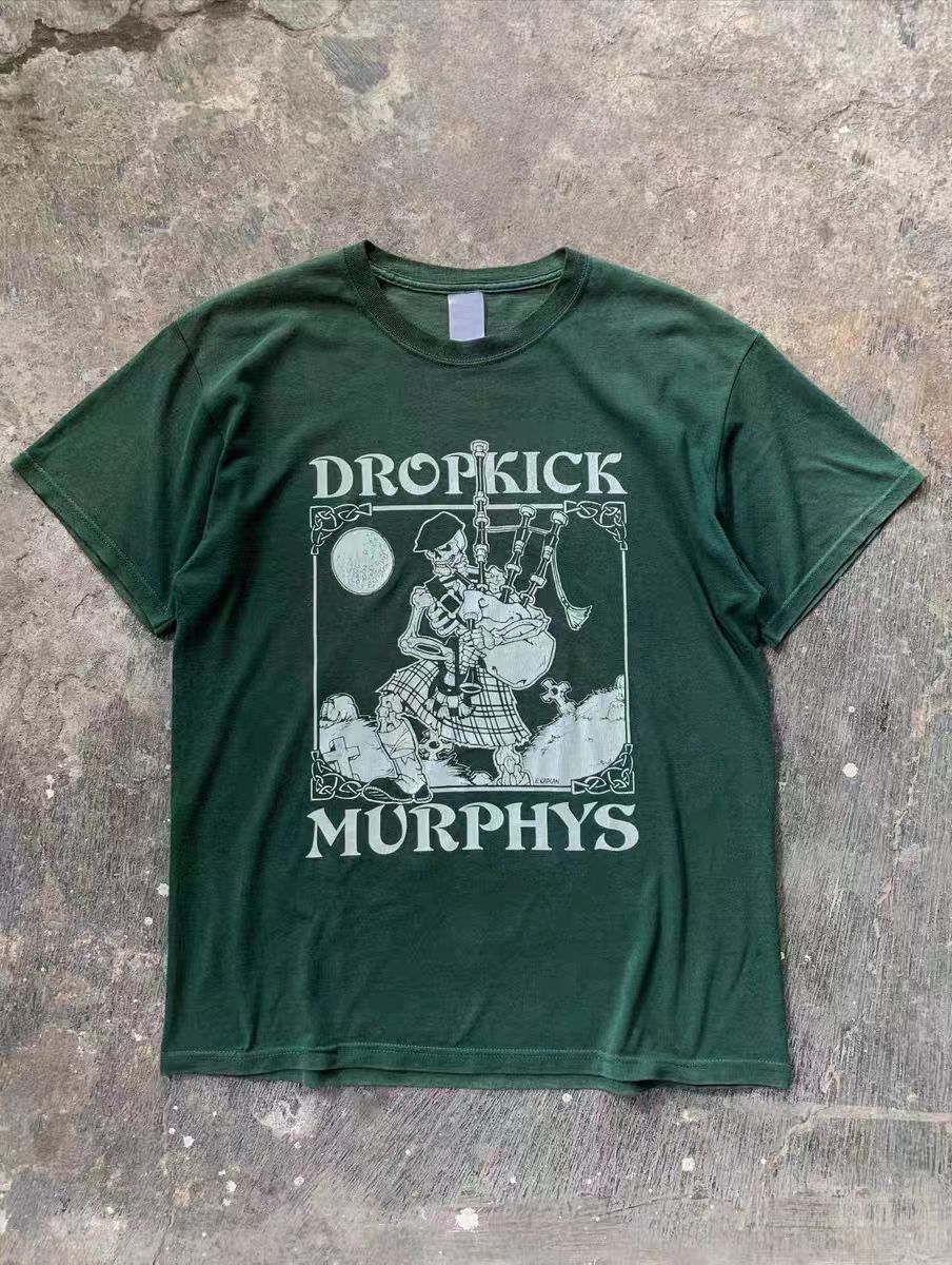 Vintage Green Skull Pattern Casual Retro Cotton T-shirt Size US M / EU 48-50 / 2 - 1 Thumbnail