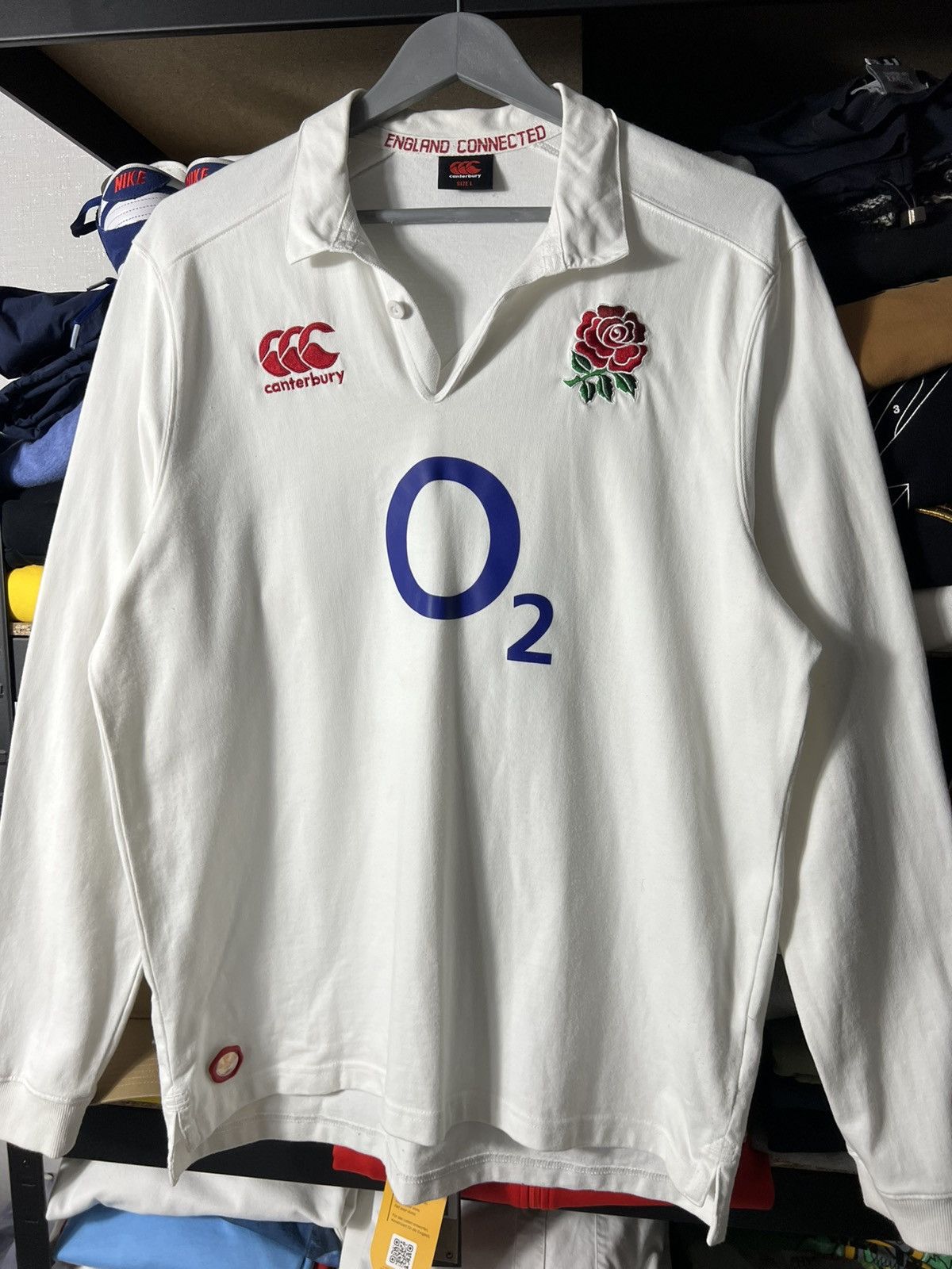 Canterbury of New Zealand 🔥 Canterbury England Rugby Longsleeve — White — Size L Size US L / EU 52-54 / 3 - 3 Thumbnail