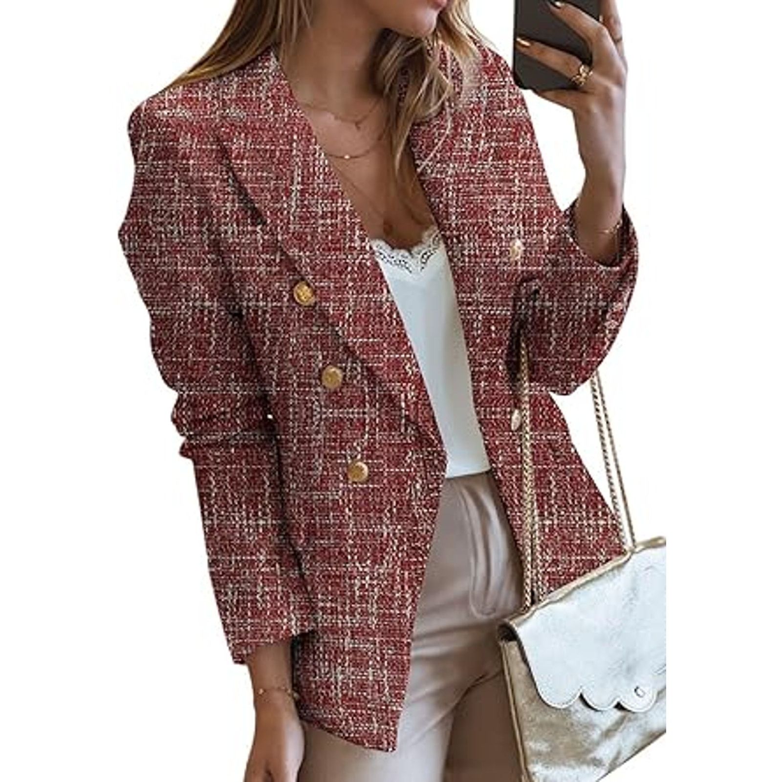 Other Happy Sailed Womens Blazer Double Breasted Turndown Collar Size XL / US 12-14 / IT 48-50 - 1 Thumbnail