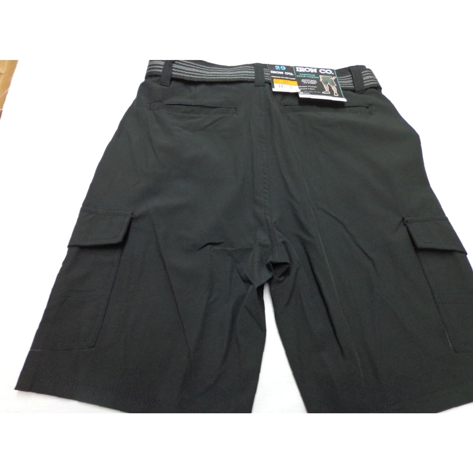 Vintage Iron Co. Warder Stretch Tech Belted Cargo Shorts Black 29 NEW Size US 29 - 3 Thumbnail