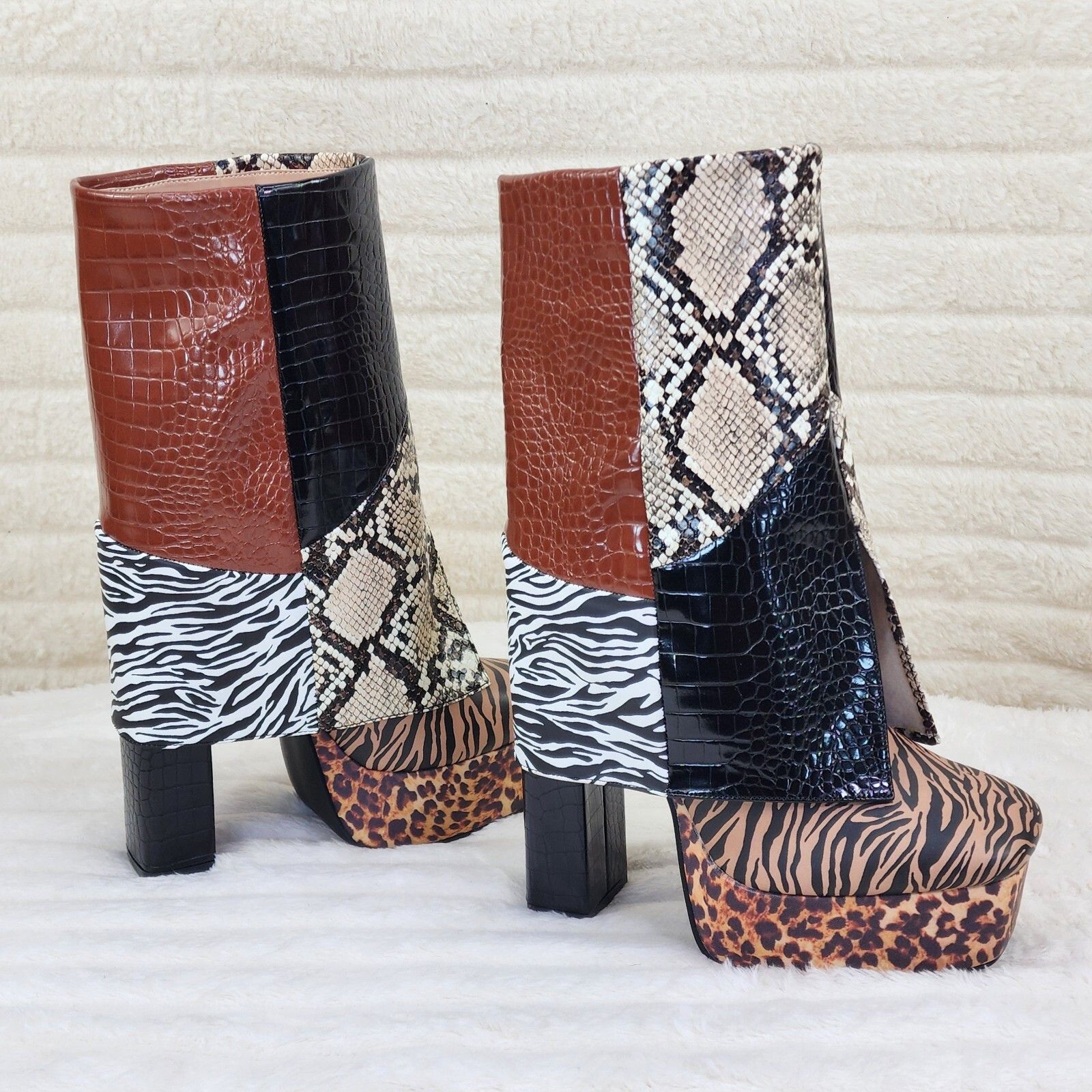 Other Riches Animal Print Block Skirted Chunky Heel Pull On Platfo Size US 6 / IT 36 - 1 Thumbnail