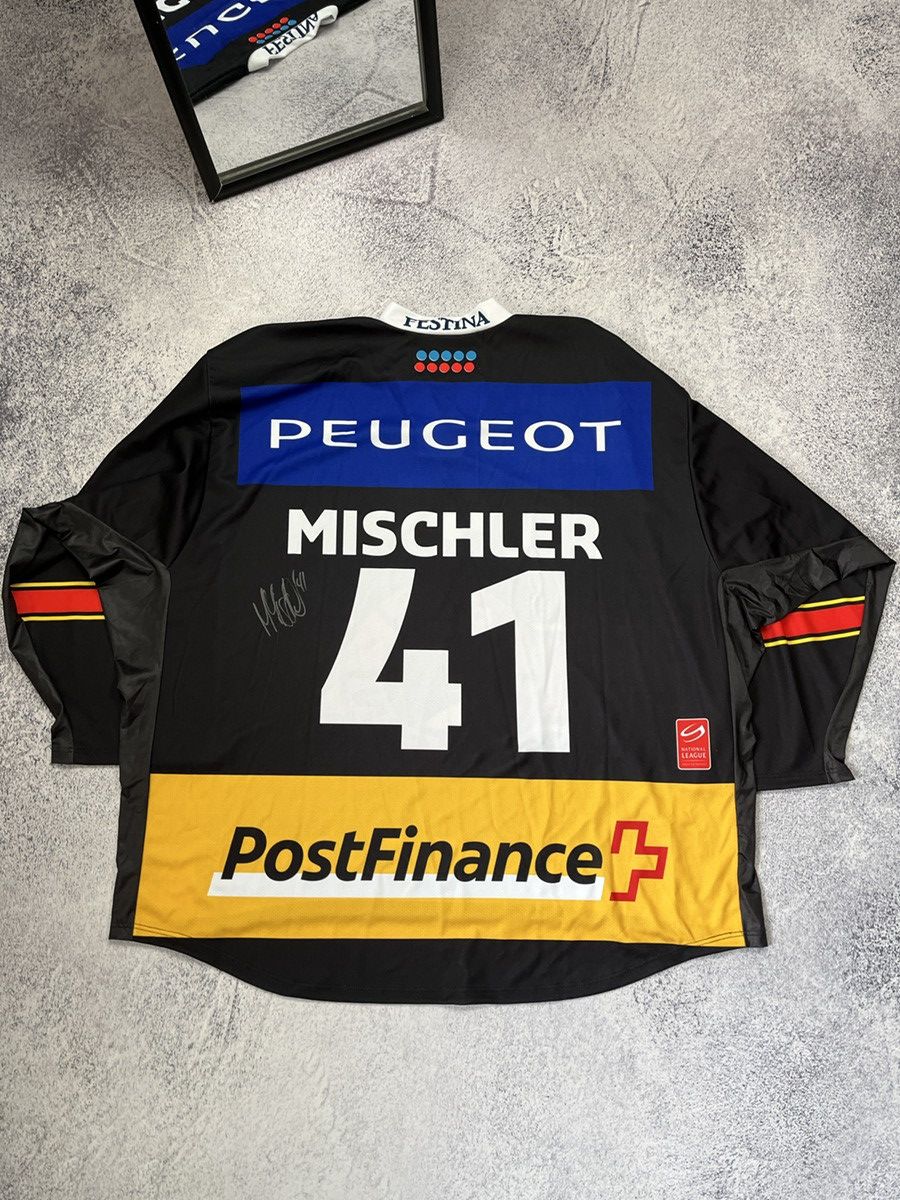 NHL SC Bern Ice Hockey Jersey #41 Mischler NHL CCM Signed Rare Size US XXL / EU 58 / 5 - 5 Thumbnail
