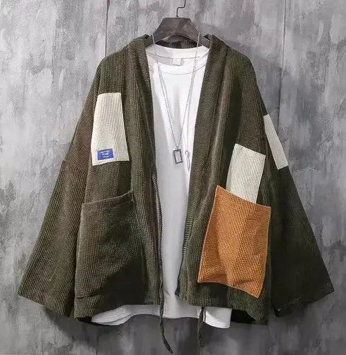 Other Army green patchwork corduroy kimono cardigan jacket Size US XL / EU 56 / 4 - 1 Thumbnail