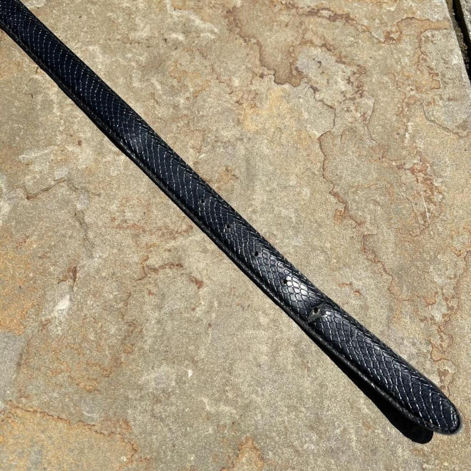 Vintage Neo-Vintage Y2K Black Crocodile Embossed Faux Leather Belt Size ONE SIZE - 4 Thumbnail