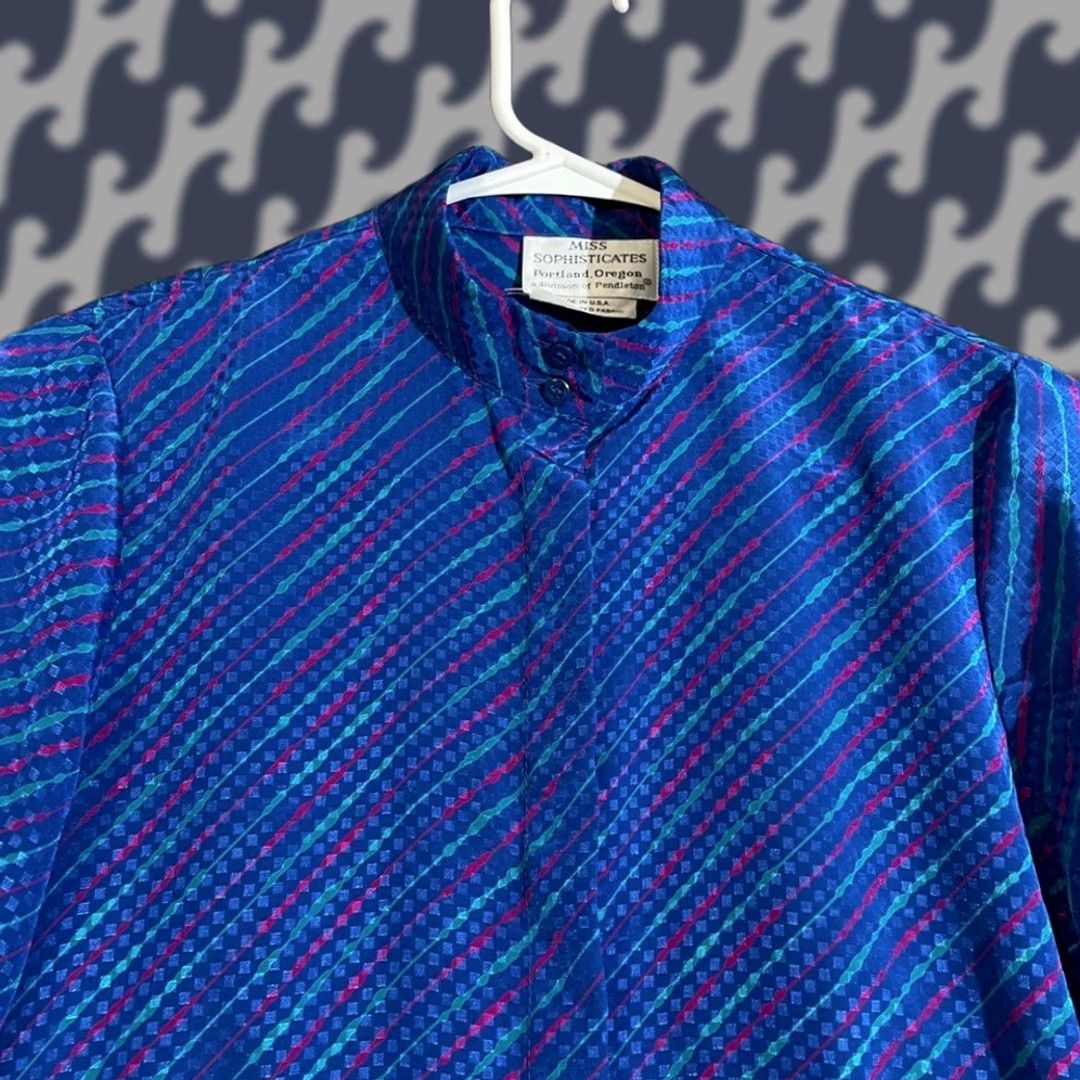 Pendleton Pendleton Blouse Women's 12 Blue Hidden Button Up Miss Sophisticates Red Size XL / US 12-14 / IT 48-50 - 1 Thumbnail