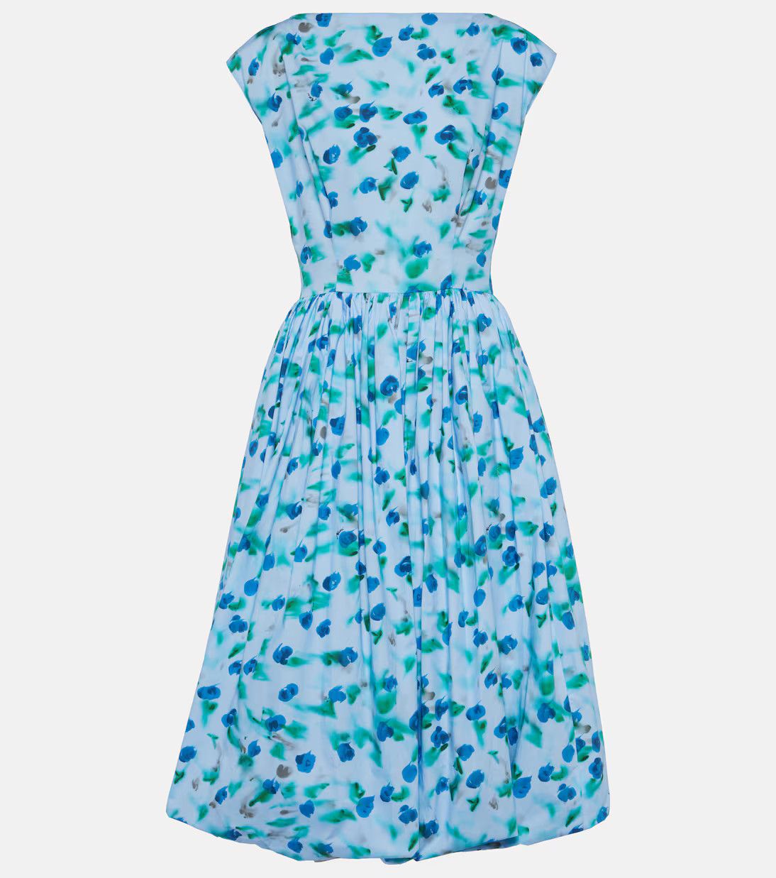Marni oc11z0525 Floral Cotton Poplin Midi Dress in Blue Size XL / US 12-14 / IT 48-50 - 1 Thumbnail
