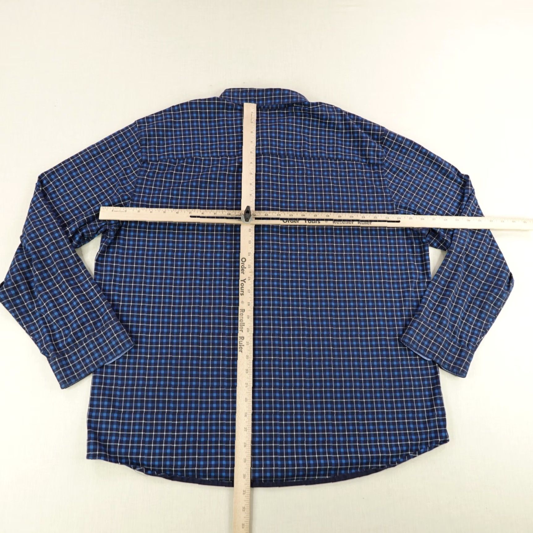 Vintage Buttercloth Button-Up Shirt Mens 3XL Blue Plaid Cotton Spandex Rayon Knit Breathable Pockets Regular Collar Size US XXL / EU 58 / 5 - 6 Thumbnail