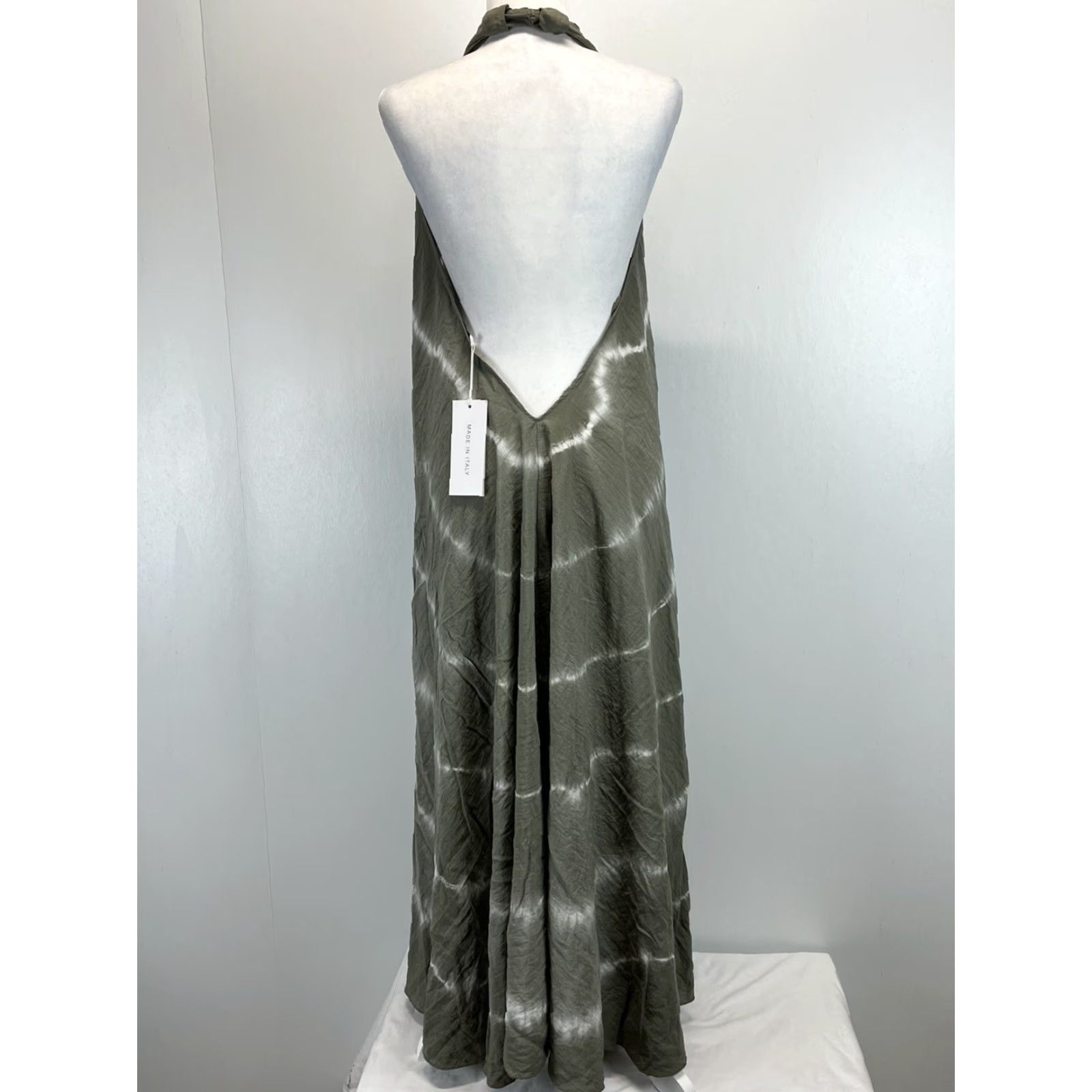X-LARGE VINTAGE Vasna 100% Linen Striped Halter Maxi Dress XL Brown Oversized Casual Travel Womens Size XL / US 12-14 / IT 48-50 - 3 Thumbnail