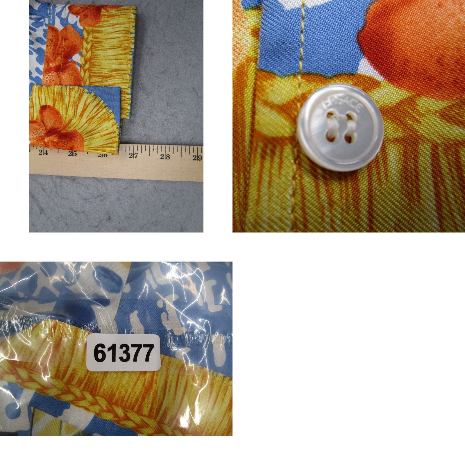 Versace VINTAGE Gianni Versace Silk Shirt Mens 54 XL Blue Orange Nautical Shell Orchid 90s Size US XL / EU 56 / 4 - 9 Thumbnail
