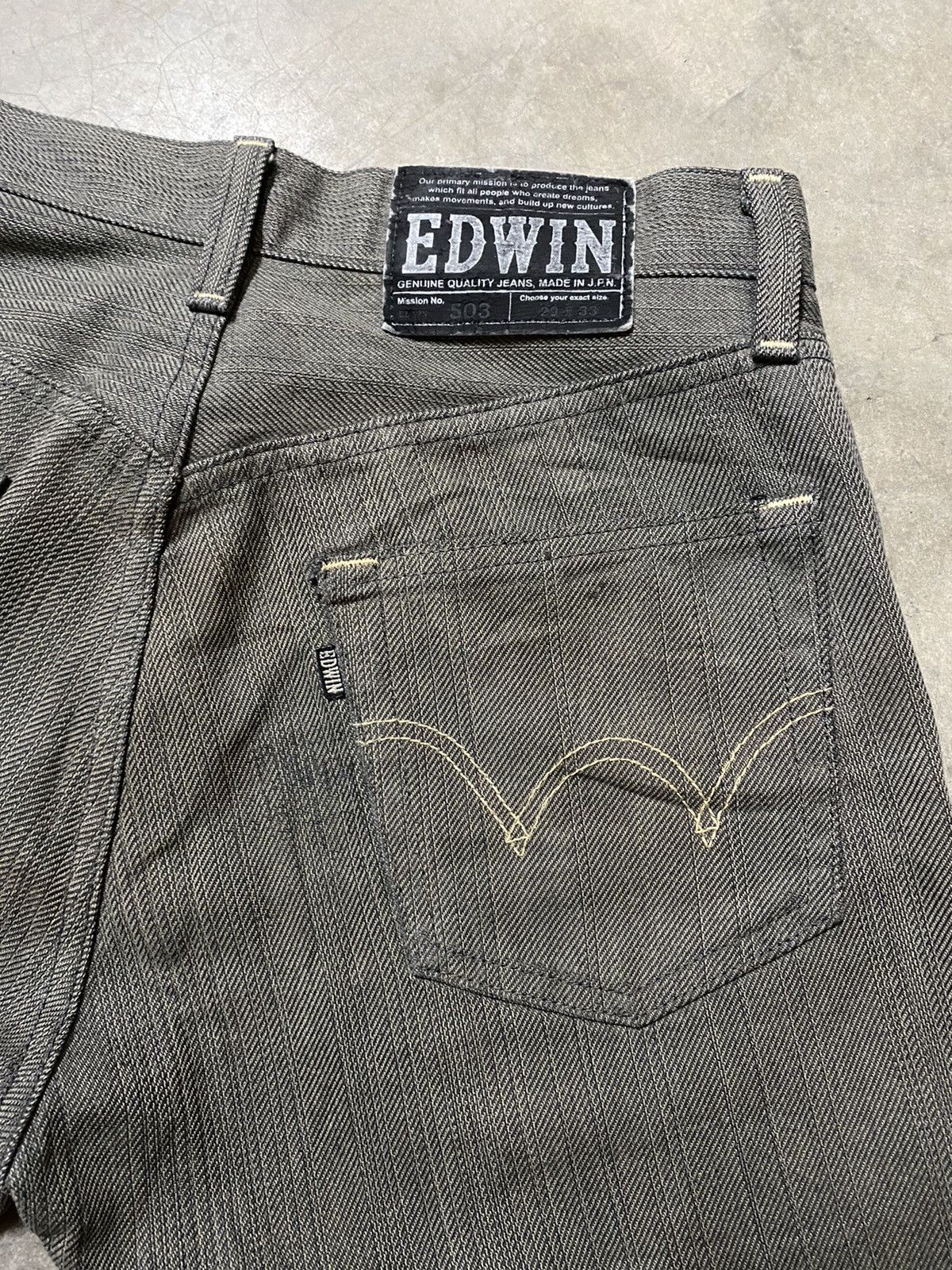 Edwin × Hysteric Glamour × Tornado Mart Baggy Jeans Edwin Grey Fade Pinstripes Distressed Jeans Size US 29 - 13 Thumbnail