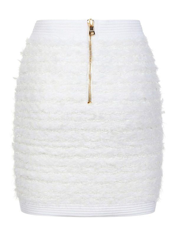 Balmain o1y0625 Mini Skirt in White Size 28" / US 6 / IT 42 - 2 Thumbnail