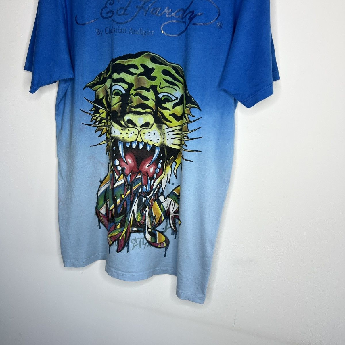 Ed Hardy × JNCO × Vintage Y2K Ed Hardy Christian Audigier Tiger Rhinestone Tee Size US L / EU 52-54 / 3 - 3 Thumbnail