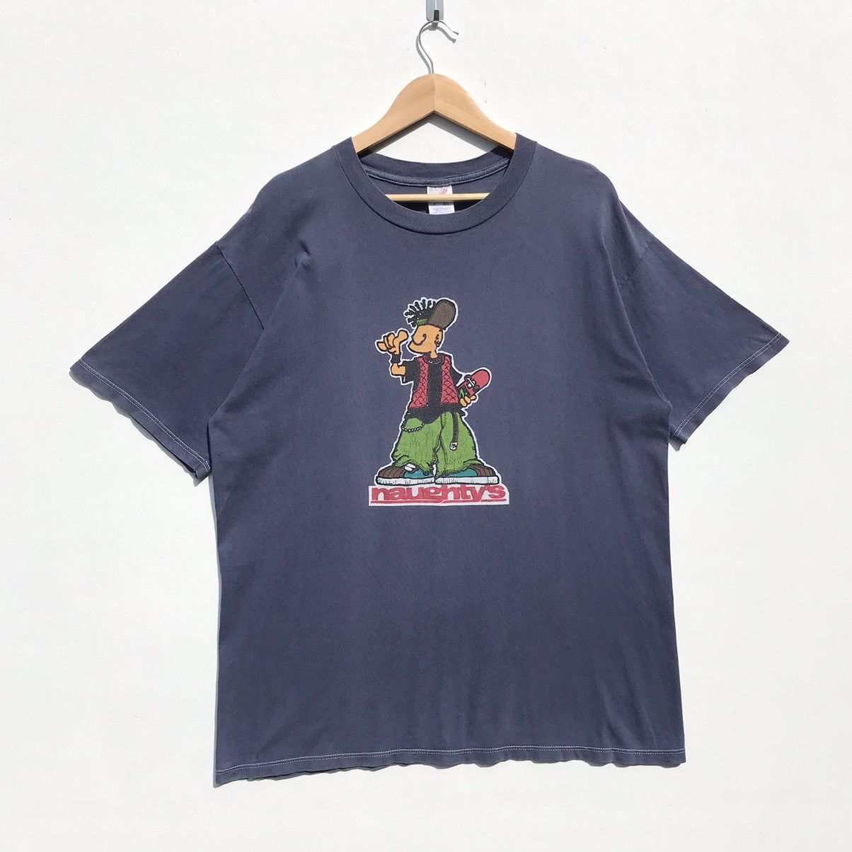 Vintage Vintage 90s Naughty's Skateboard Shirt Naughty SunFaded Size US XL / EU 56 / 4 - 1 Thumbnail