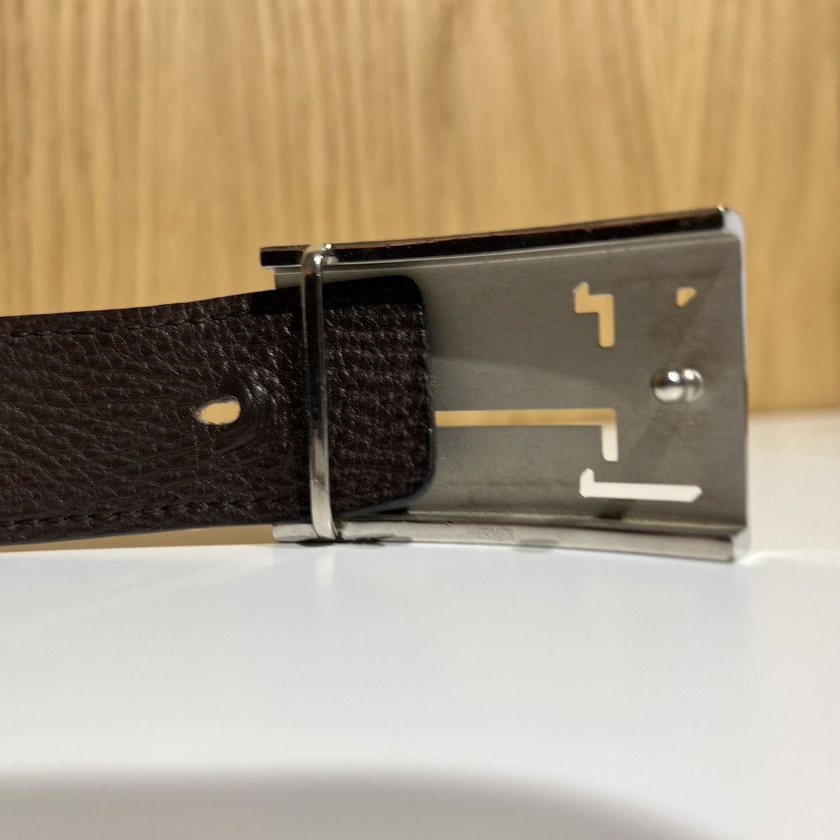 Hermes 🔹Hermes Metal Logo Buckle Leather Belt Size 42 - 2 Thumbnail