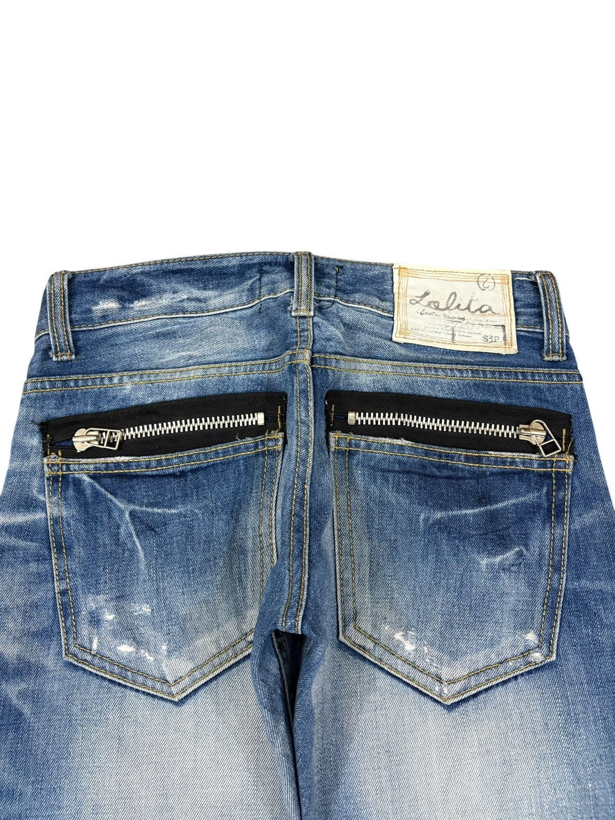 Hysteric Glamour Vintage Lolita Punk Printed Faded Wash Distress Jeans Size 31" - 8 Thumbnail