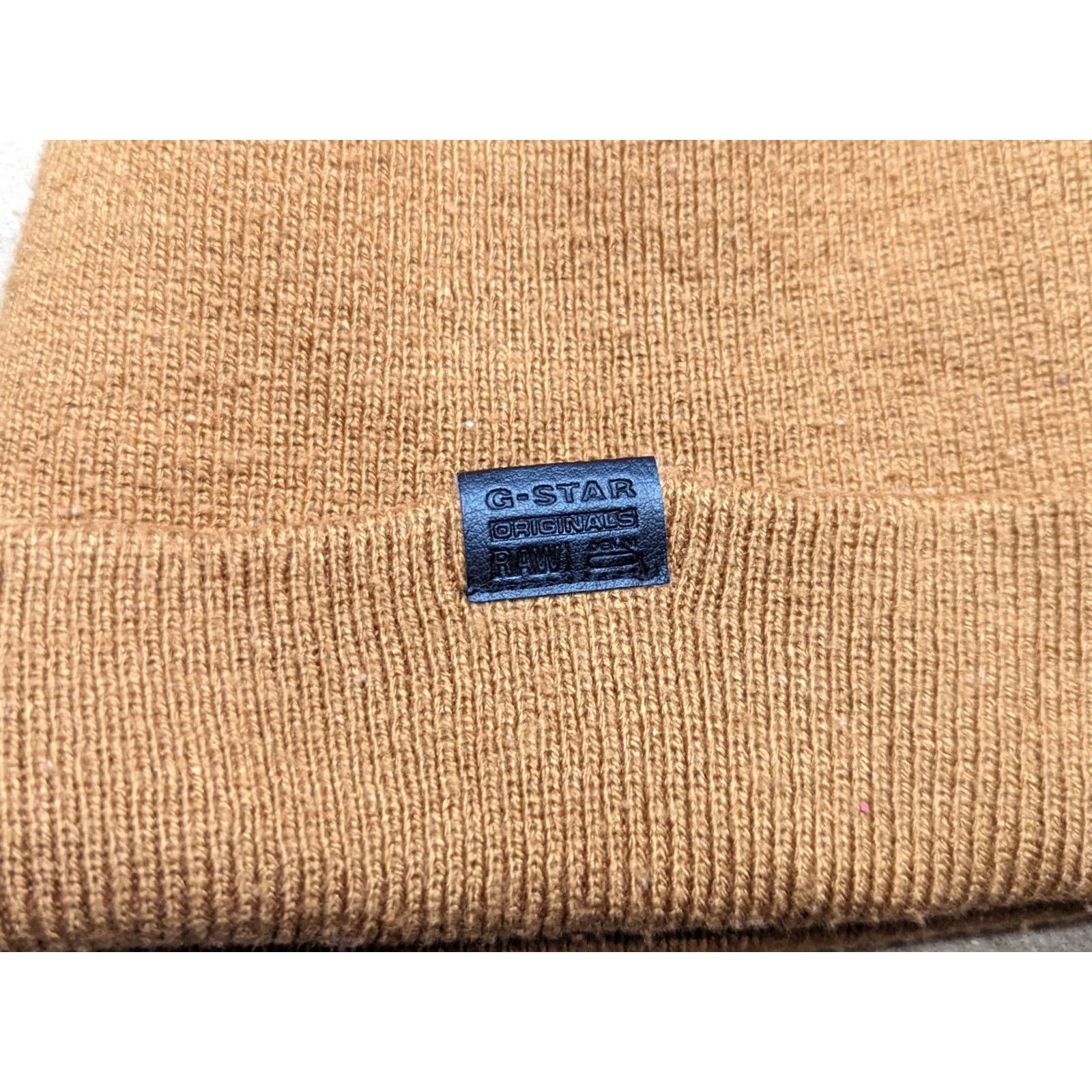 G-Star G-Star Beanie Hat One Size Cuffed Knit Stretch Beige Unisex Adults Mens Womens Boys Girls Size ONE SIZE - 7 Thumbnail