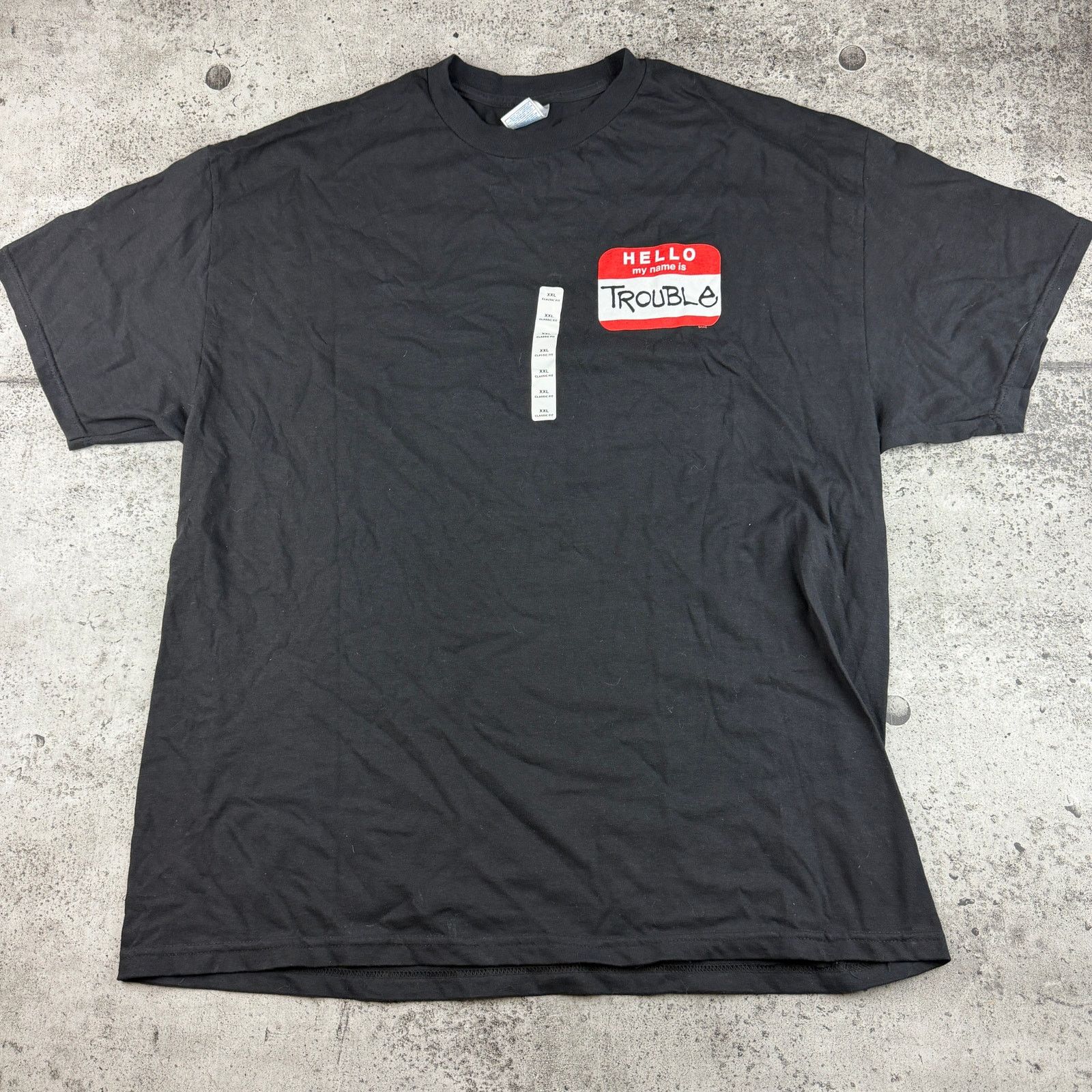 Vintage Hello My Name Is Trouble Shirt XXL Y2K Comedy Shirt Size US XXL / EU 58 / 5 - 2 Thumbnail