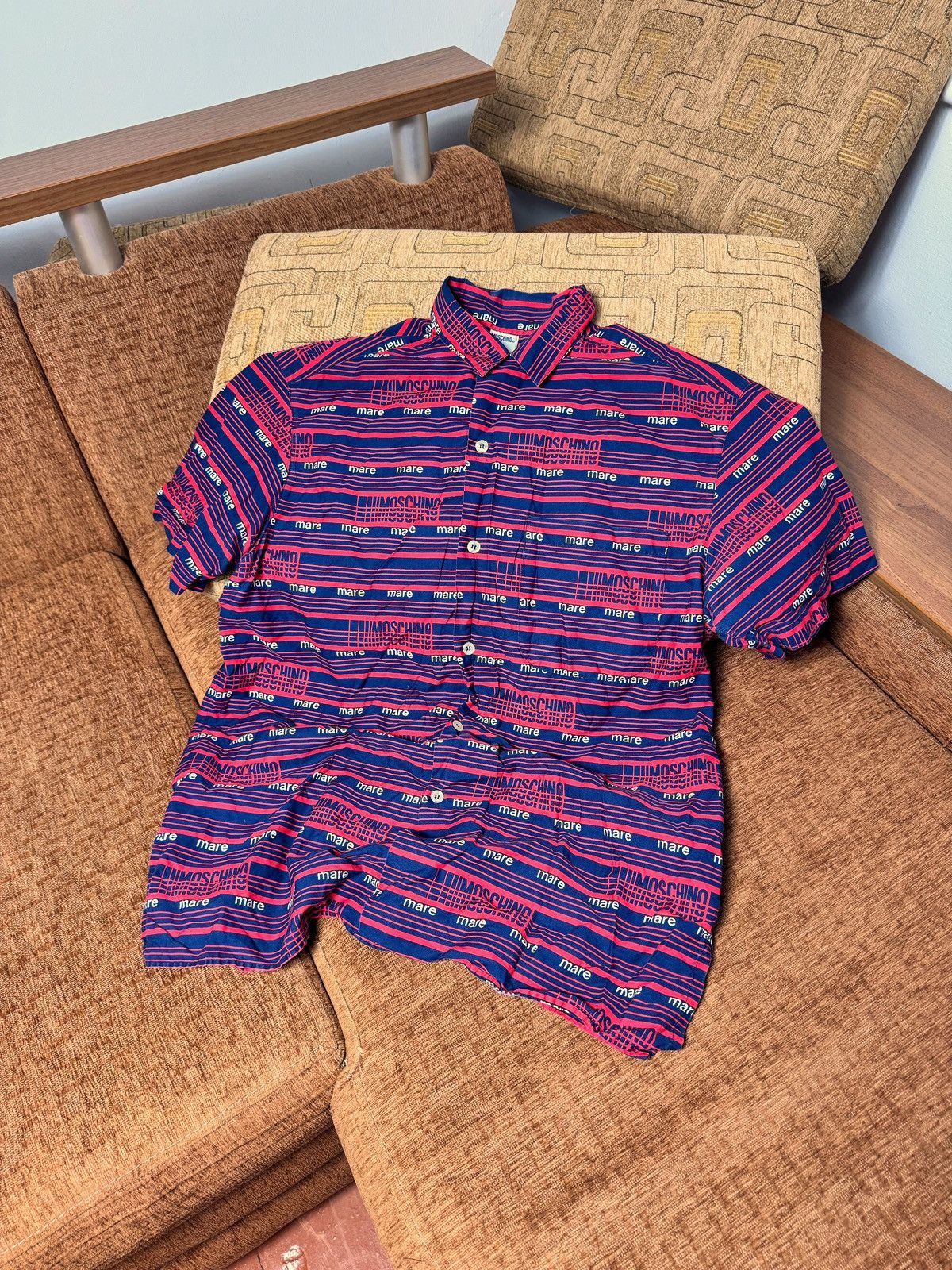Moschino Vintage Moschino Mare Multi Logo Short Sleeve Shirt Size US M / EU 48-50 / 2 - 1 Thumbnail