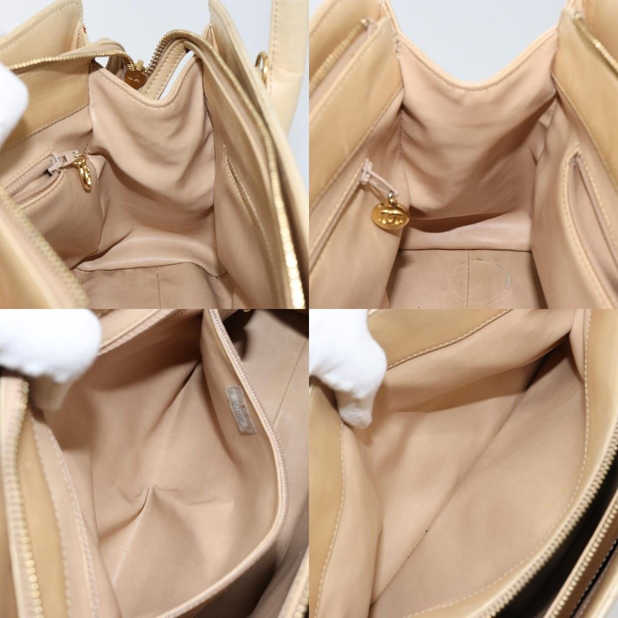 Chanel Chanel Lambskin V Stitch Handbag Beige Size ONE SIZE - 14 Thumbnail