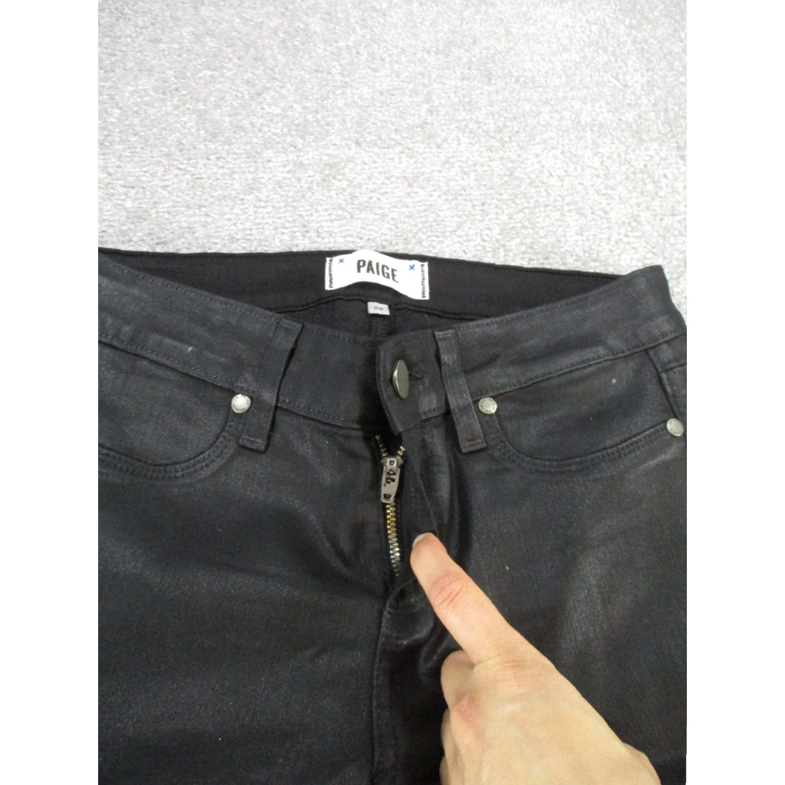 Paige VINTAGE Paige Women’s Skinny Jeans Ankle Black Coated Denim 26 Womens Size 26" / US 2 / IT 38 - 4 Thumbnail