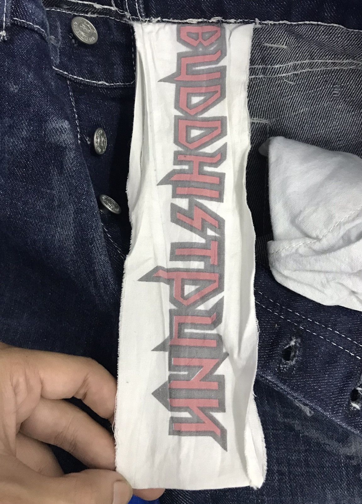 Handmade × Vintage Vintage Hand Made By Buddhist Punk Denim Pants Size US 29 - 14 Thumbnail