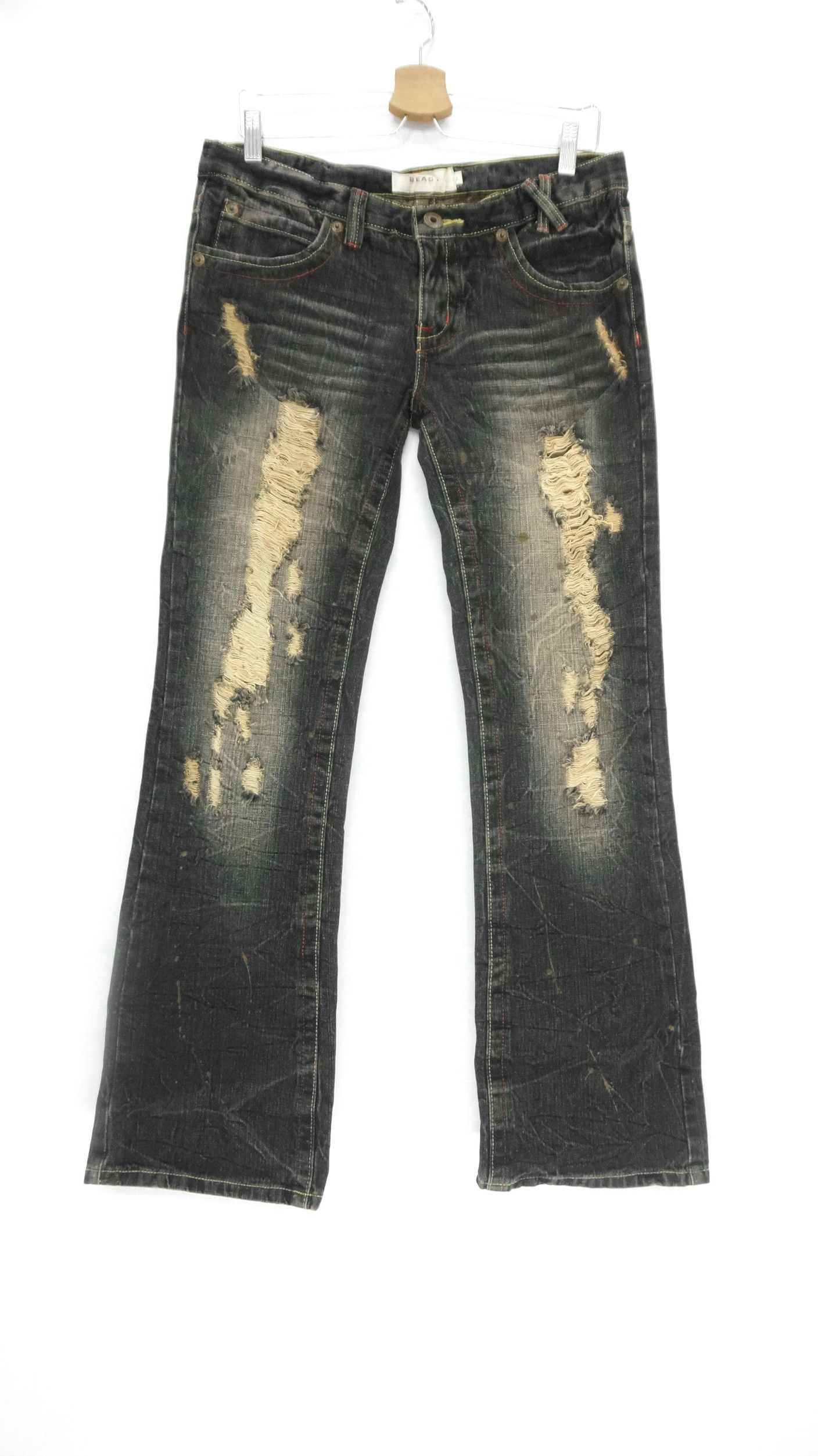 Beauty Beast Beast Japan Mud wash Flared Distressed Lowrise Jeans Size US 31 - 2 Thumbnail