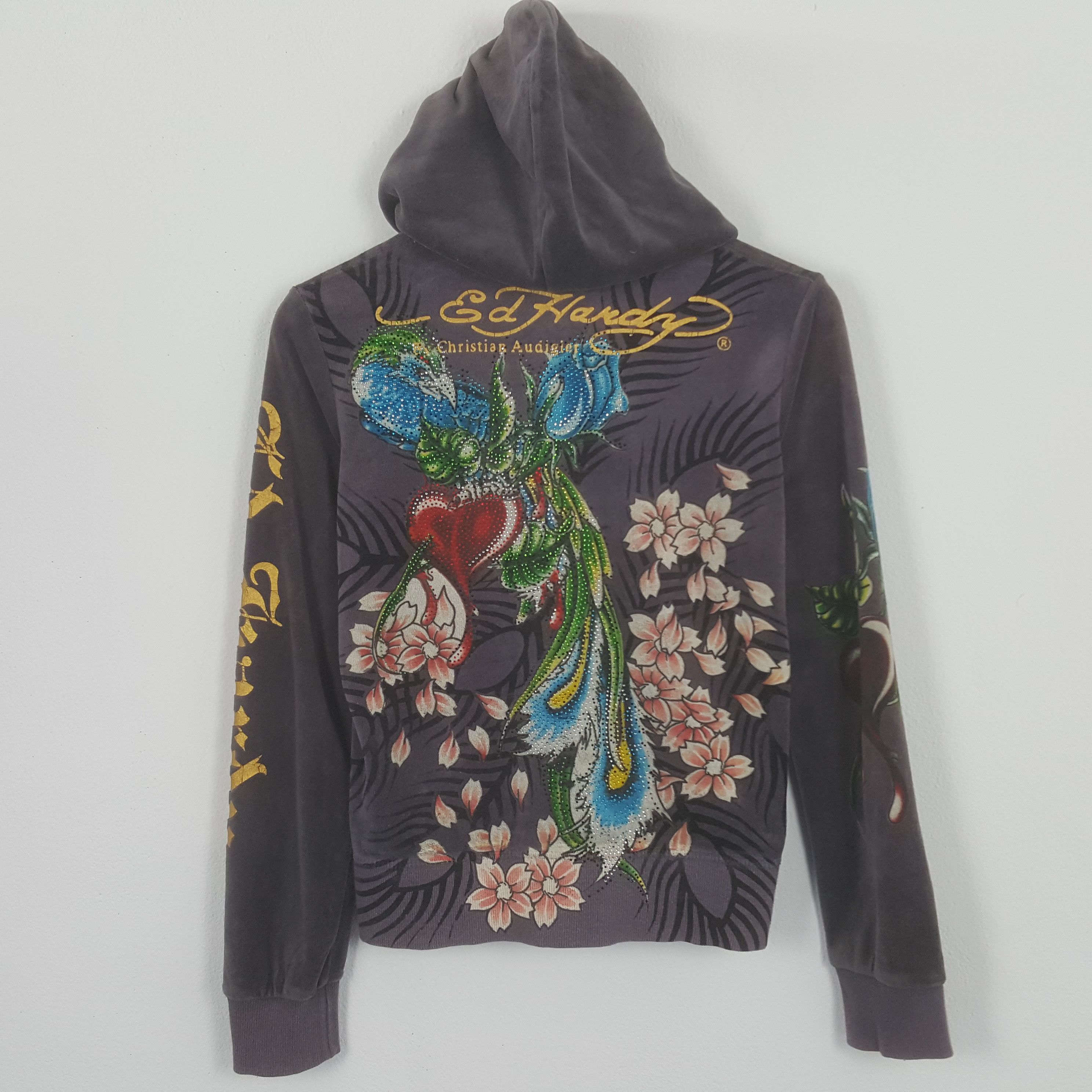 Christian Audigier × Ed Hardy × Vintage Vintage Ed Hardy Zipper Jacket Hoodies Size XS / US 0-2 / IT 36-38 - 3 Thumbnail