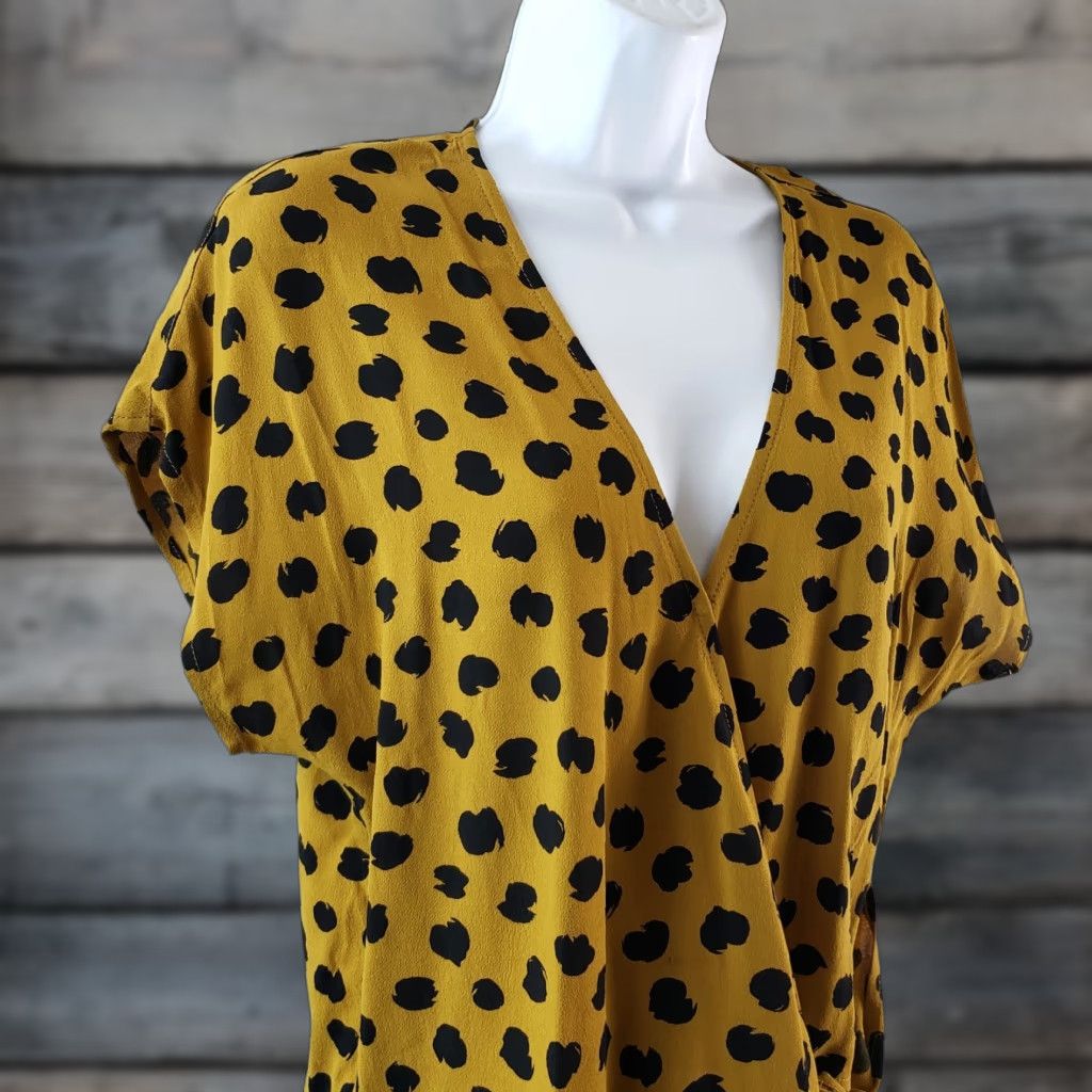 Madewell Madewell Womens Blouse Sash Tie Wrap Top Painted Spots V-Neck Short Sleeve Sz S Multicolor Womens Size S / US 4 / IT 40 - 1 Thumbnail