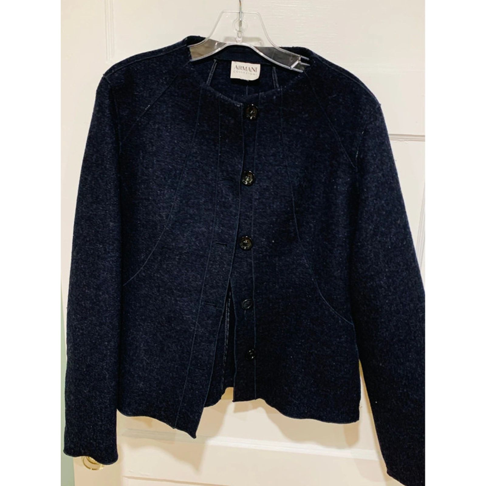 Armani Armani Collezioni M Navy Wool Jacket Front Button Closure Size M / US 6-8 / IT 42-44 - 2 Thumbnail