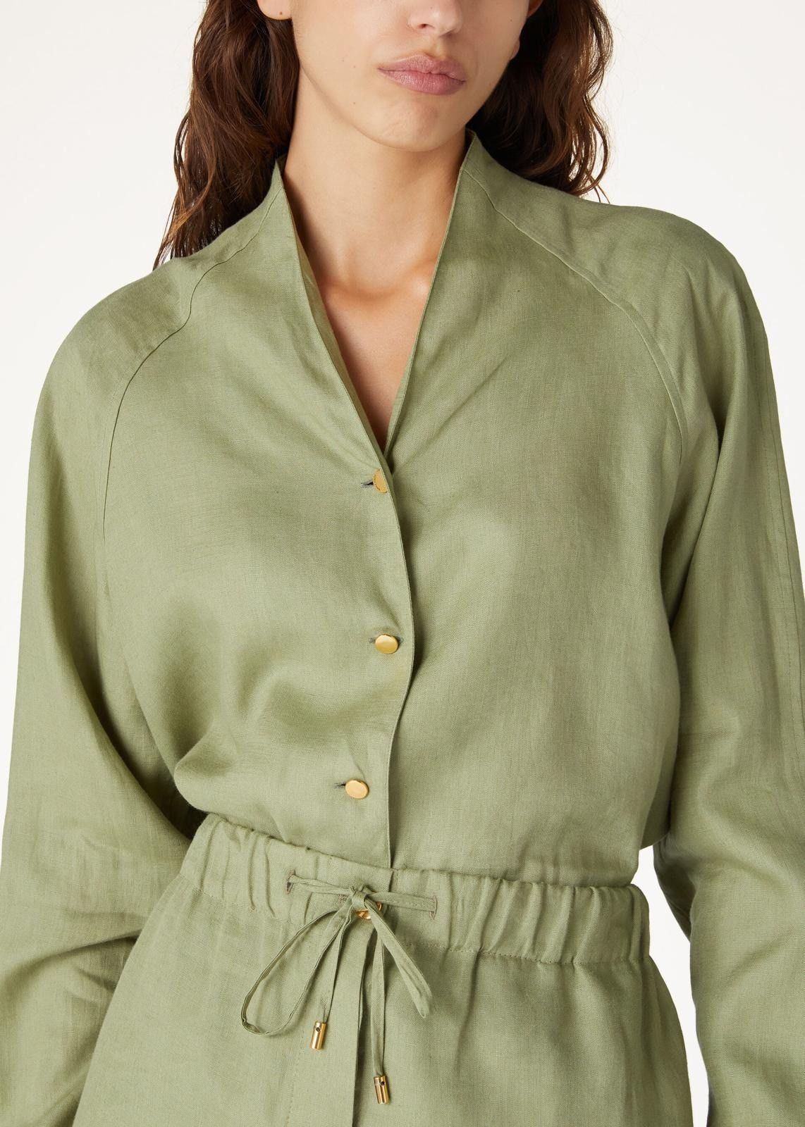 Loro Piana o1srvl11e0725 FAN8305 Linen Jane Shirt in Green Size S / US 4 / IT 40 - 3 Thumbnail