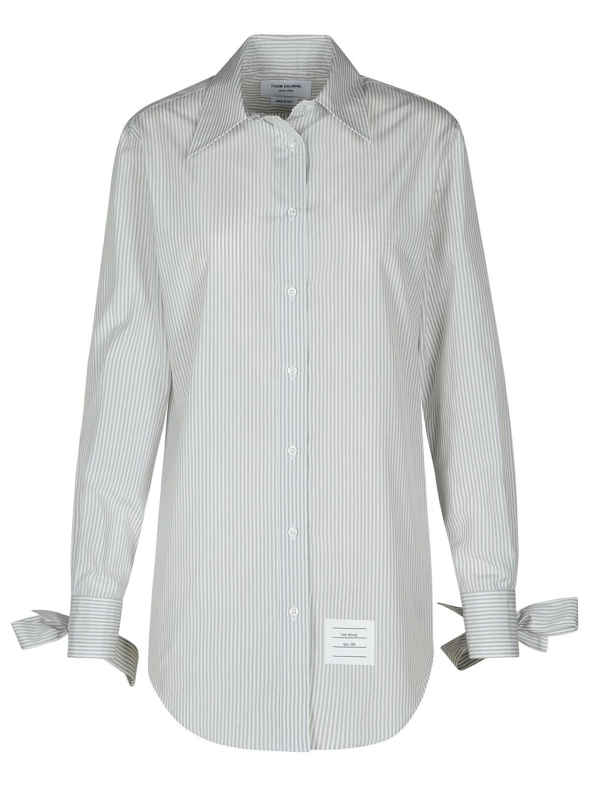 Thom Browne THOM BROWNE Long Shirt In Grey Silk Blend Size XS / US 0-2 / IT 36-38 - 1 Thumbnail